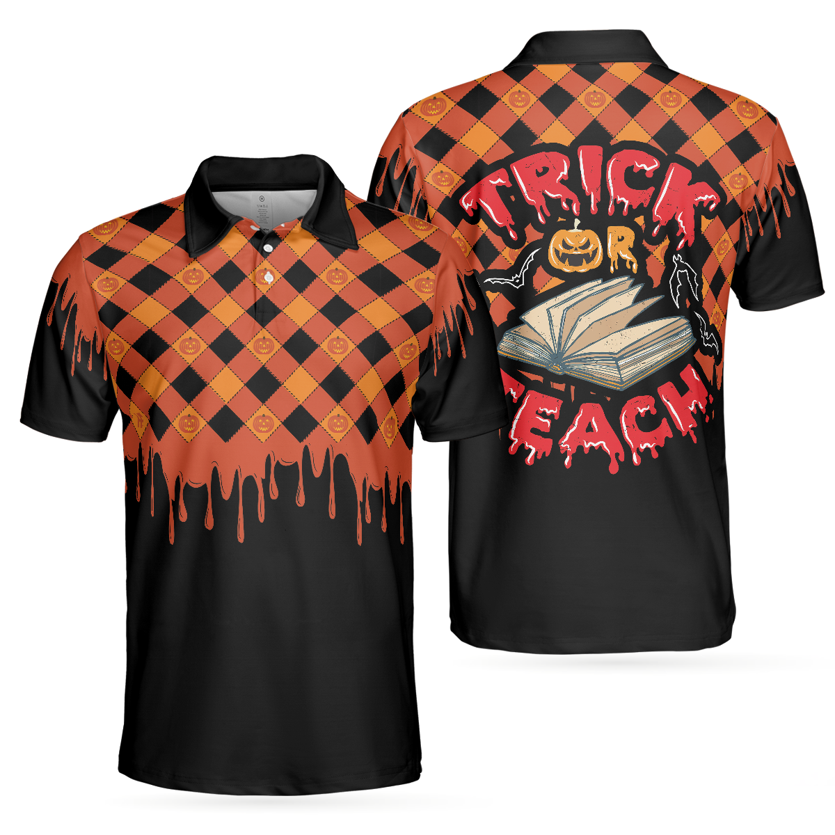 Trick Or Teach Halloween Polo Shirt For Men, Best Halloween Gift For Teachers - Perfect Gift For Men