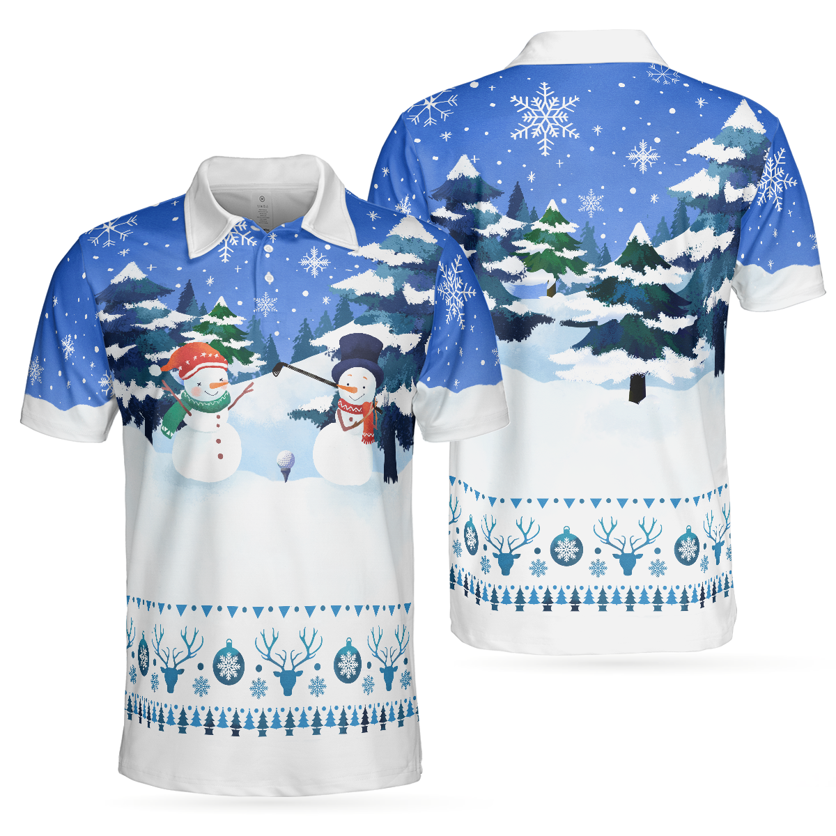 Christmas Golf Polo Shirts - Mens Golf Polo Shirts Short Sleeve - Funny Snowman Pattern Shirt Dry Fit - Christmas Shirt Idea Gift For Men - Best Gift For Golf Lovers