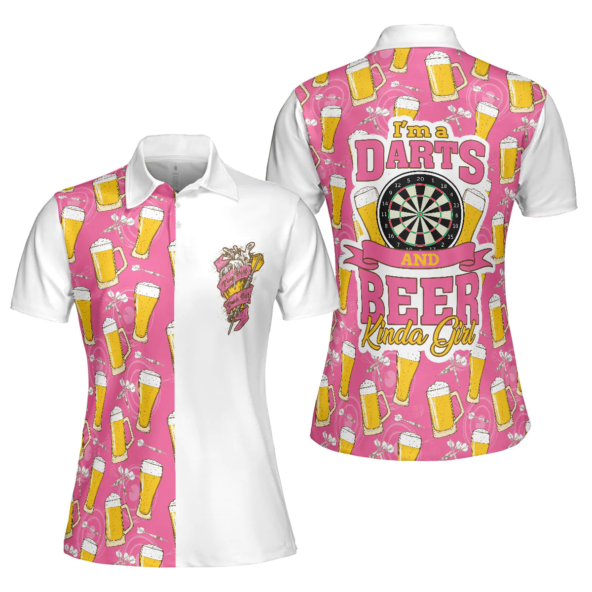 Darts And Beer Women Polo Shirt, I'm A Darts And Beer Kinda Girl Short Sleeve Shirt, Funny Ladies' Darts Shirt, Darts Gift For Women