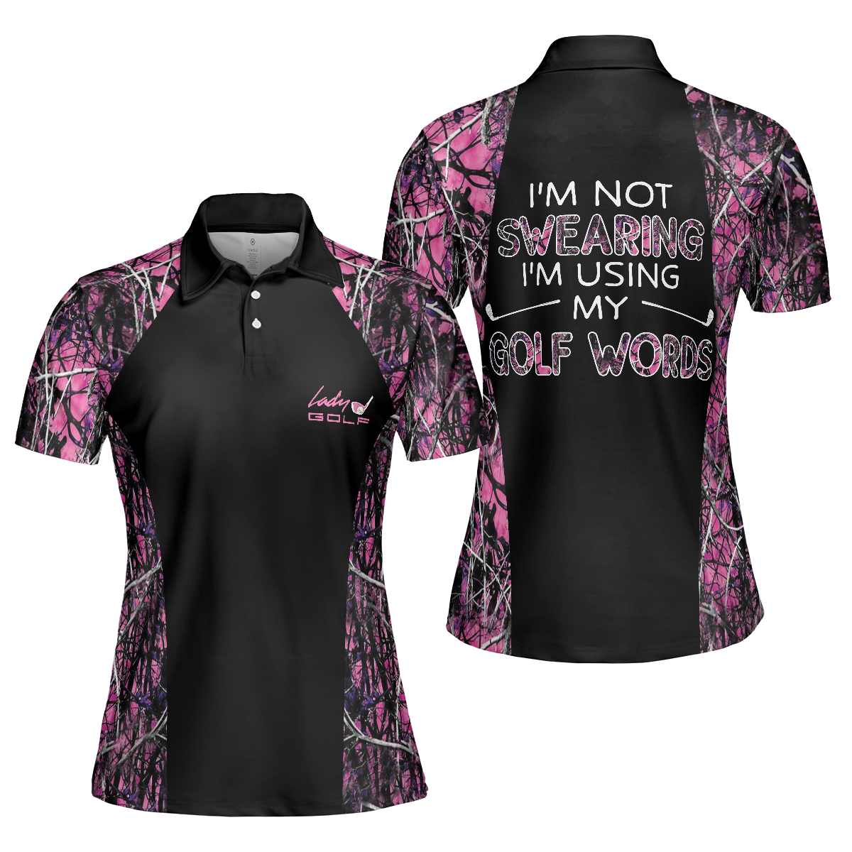 Golf Men Polo Shirt, I'm Not Swearing I'm Using My Golf Words Camouflage Pattern Golf Short Sleeve Women Polo Shirt, Golf Shirt For Ladies