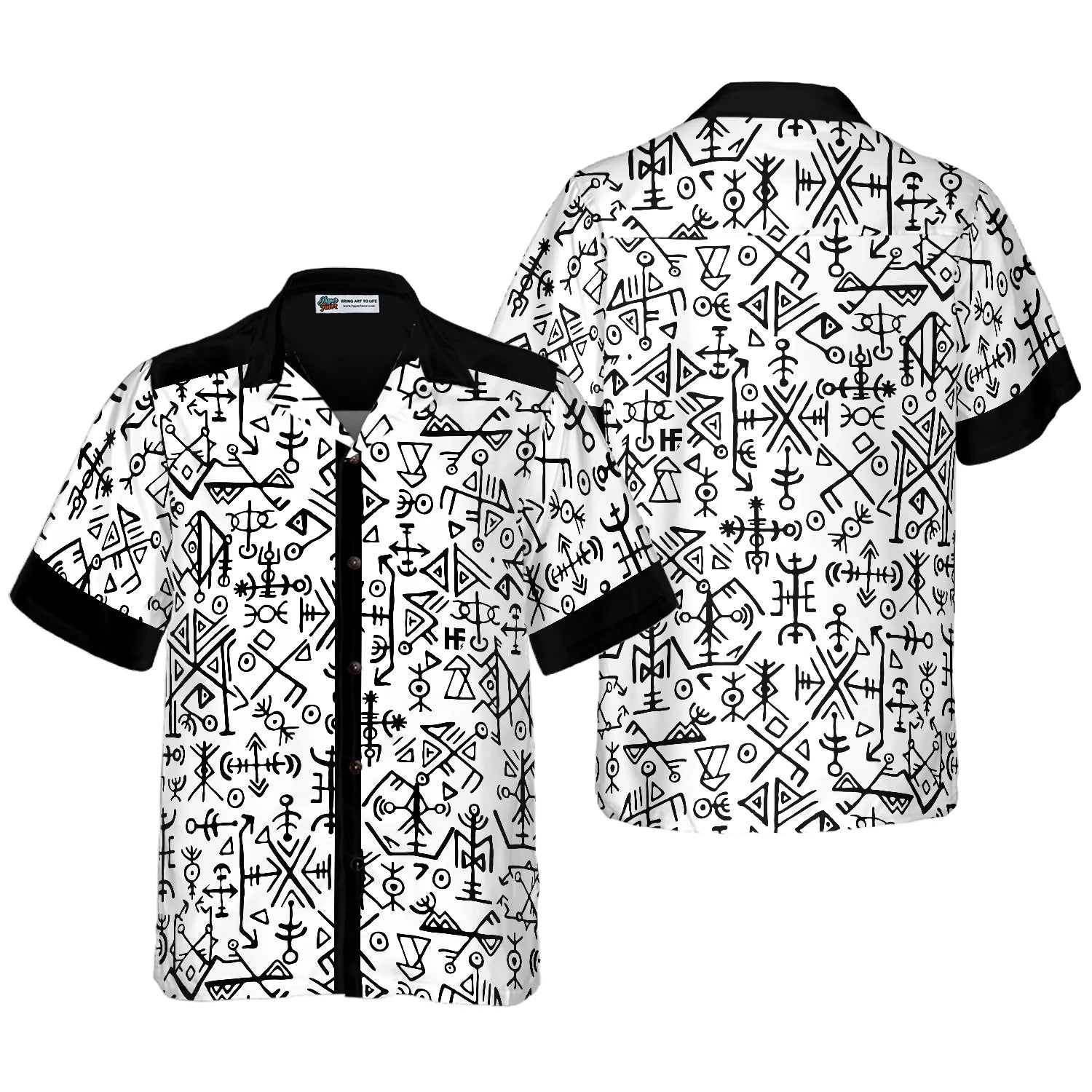 Ancient Viking Seamless Pattern Hawaiian Shirt, Symbol Ancient Aloha Shirt For Men & Women, Best Gift For Husband, Wife, Boyfriend, Girlfriend