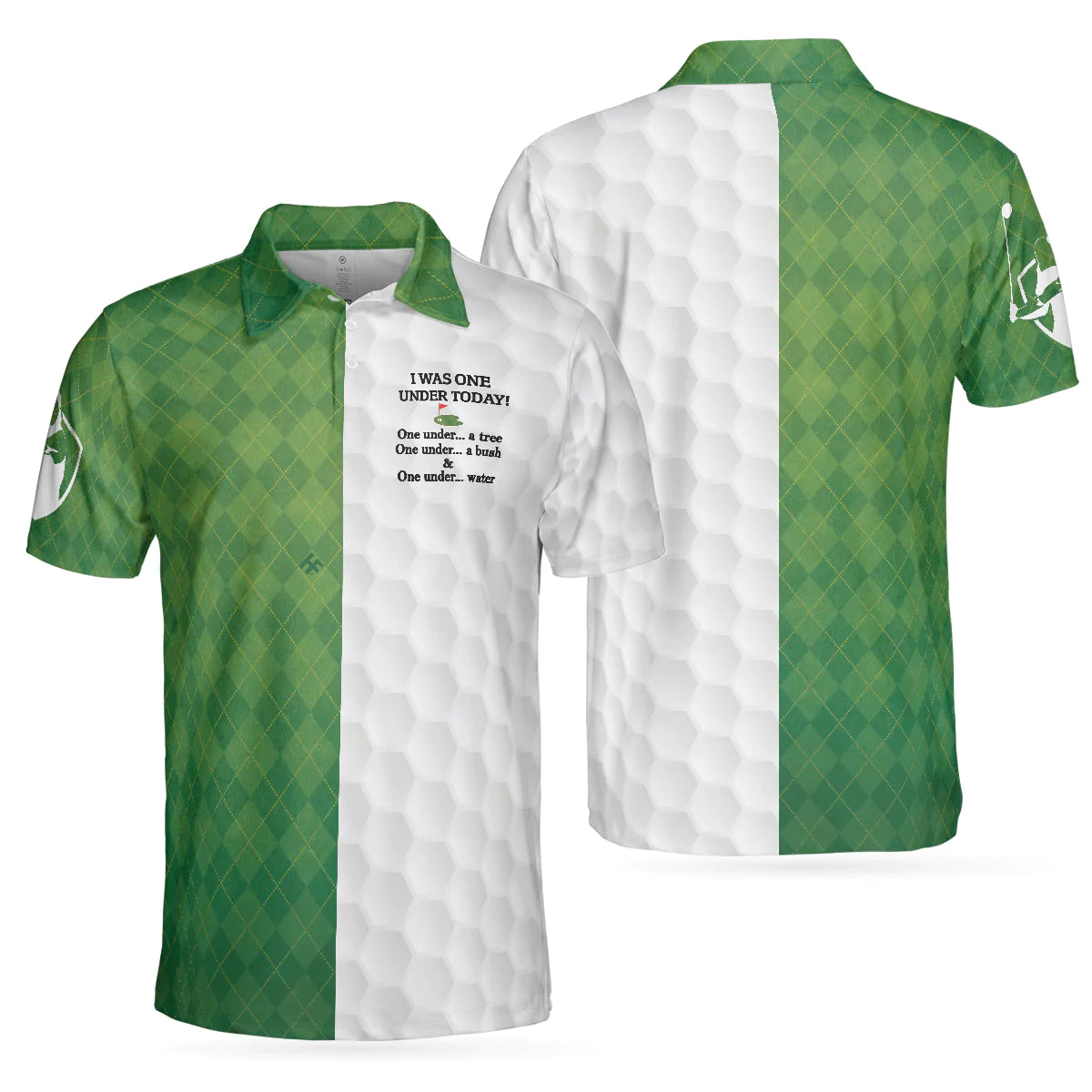 White And Green Golf Polo Shirt, I Was One Under Today Golfing Shirt, Gift Idea For Male Players, Gift For Golfers