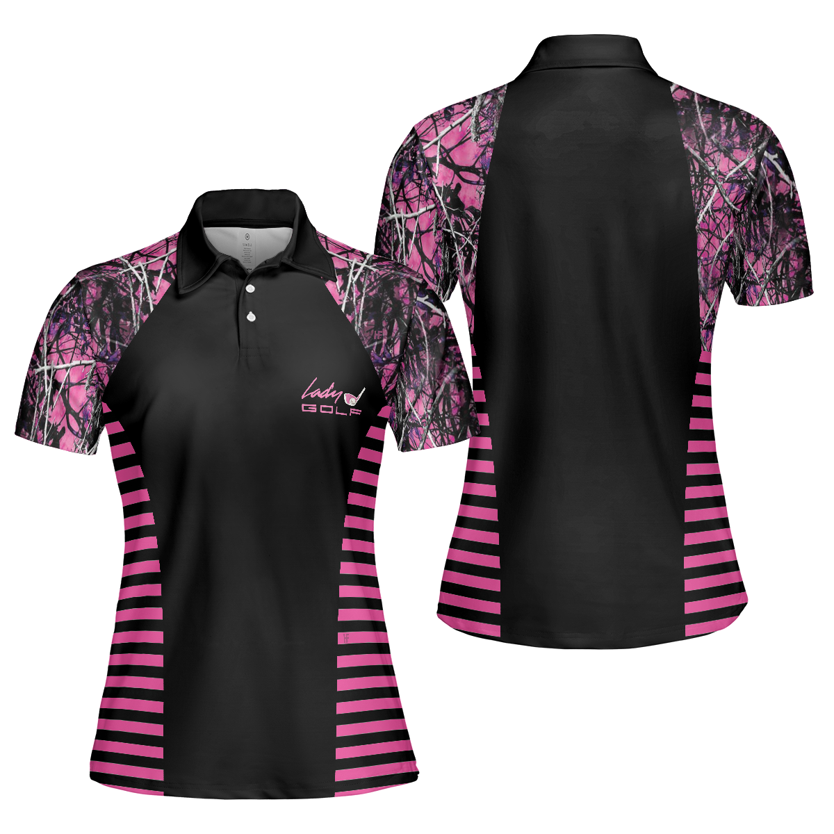 Thinning Layout Sexy Golf Girl Pink Camouflage Pattern Golf Short Sleeve Women Polo Shirt, Best Golf Ladies Shirt