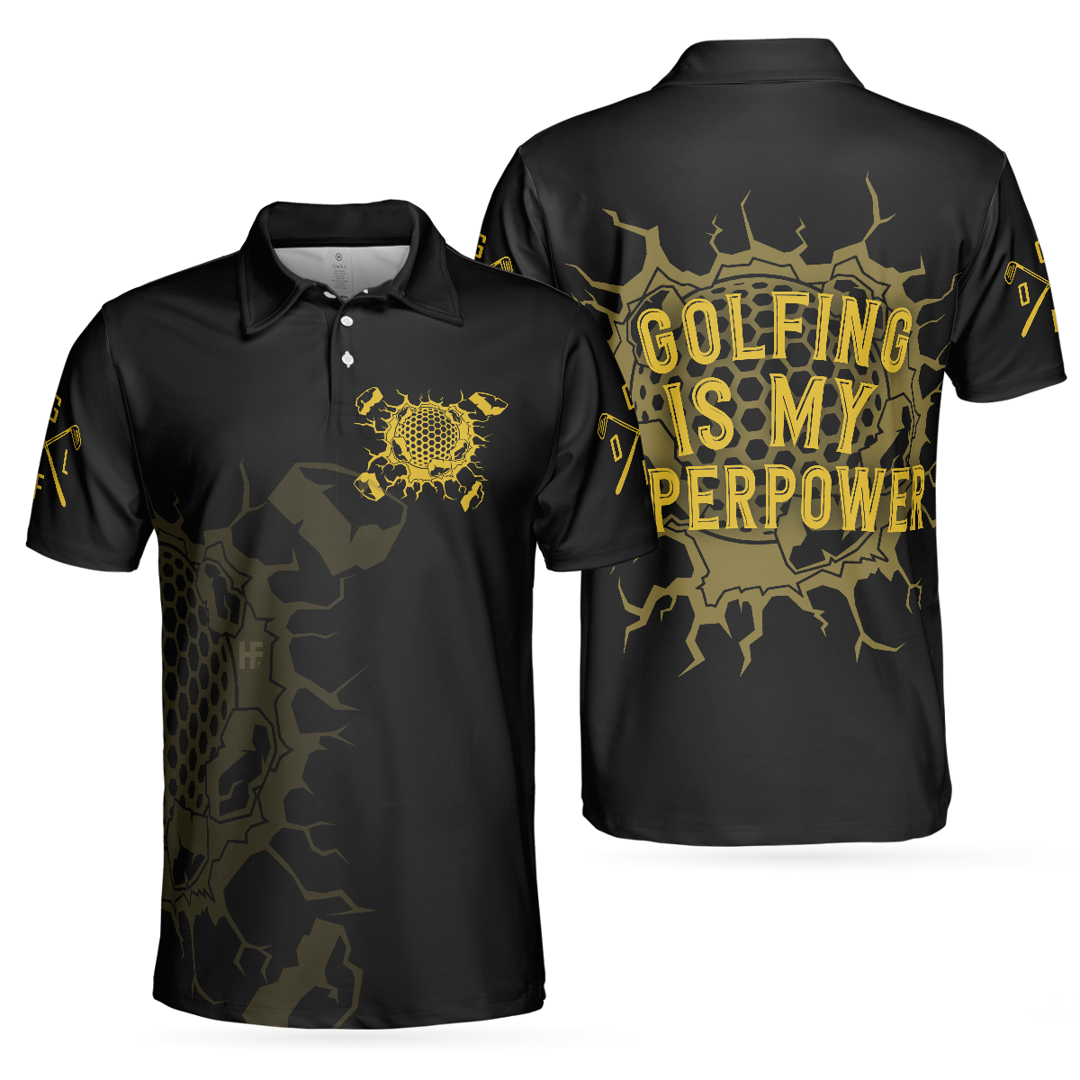 Golfing Is My Superpower Golf Men Polo Shirt, Black Golf Club Shirt For Male Players, Cool Golf Gift For Men, Best Gift For Golfers