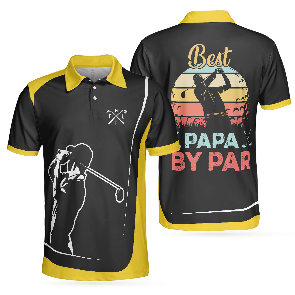 Vintage Golf Men Polo Shirt, Best Papa By Par Golf Lover Short Sleeve Polo Shirt, Best Golf Shirt For Men