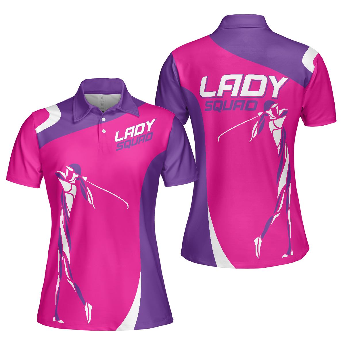 Girl Squad Golf Girl Short Sleeve Women Polo Shirt, Purple And Pink Golf Shirt For Ladies, Unique Female Golf Gift, Gift For Golfers