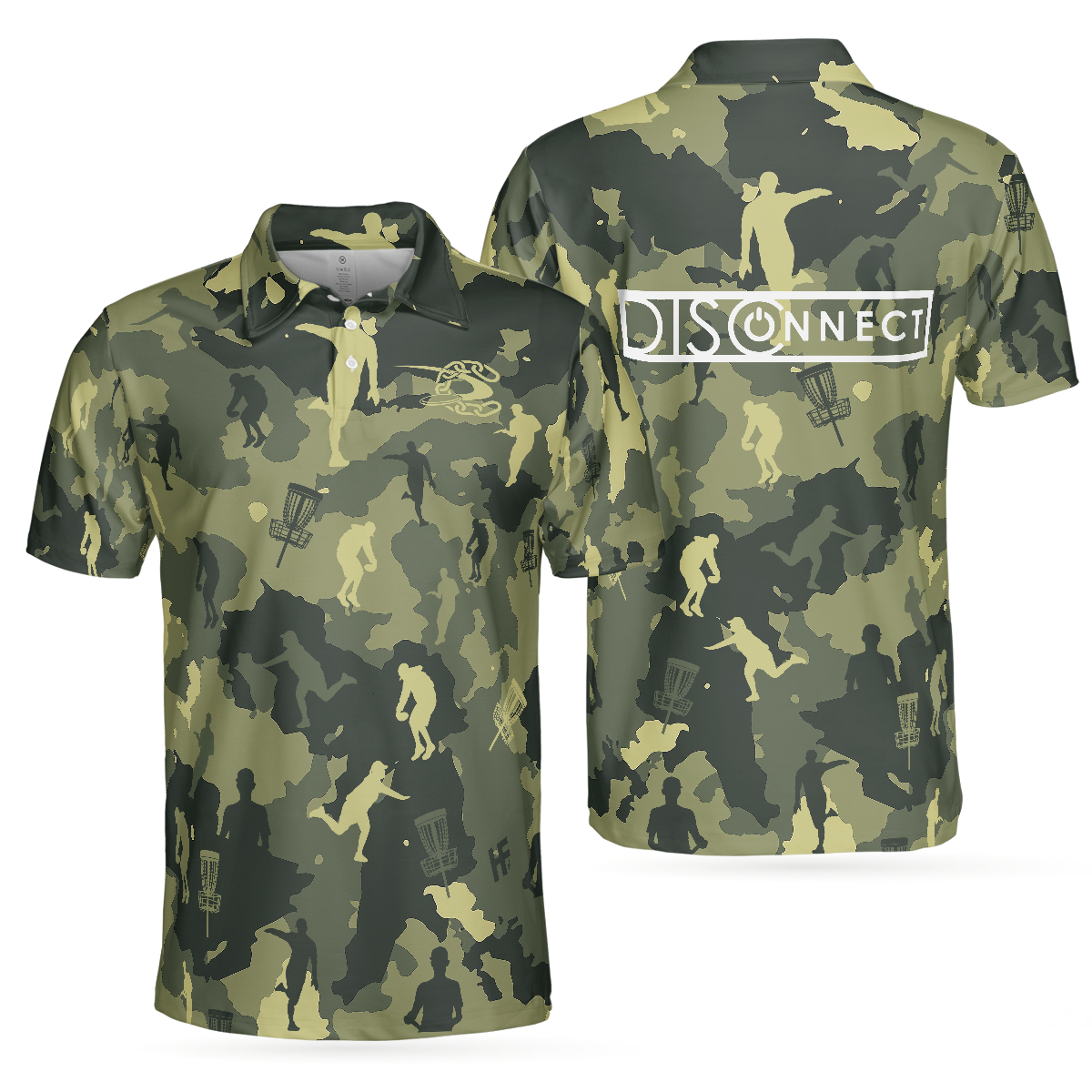 Camouflage Texture Disc Golf Polo Shirt, Short Sleeve Men Polo Shirt, Best Gift For Men Golfers, Polo Gift For Men