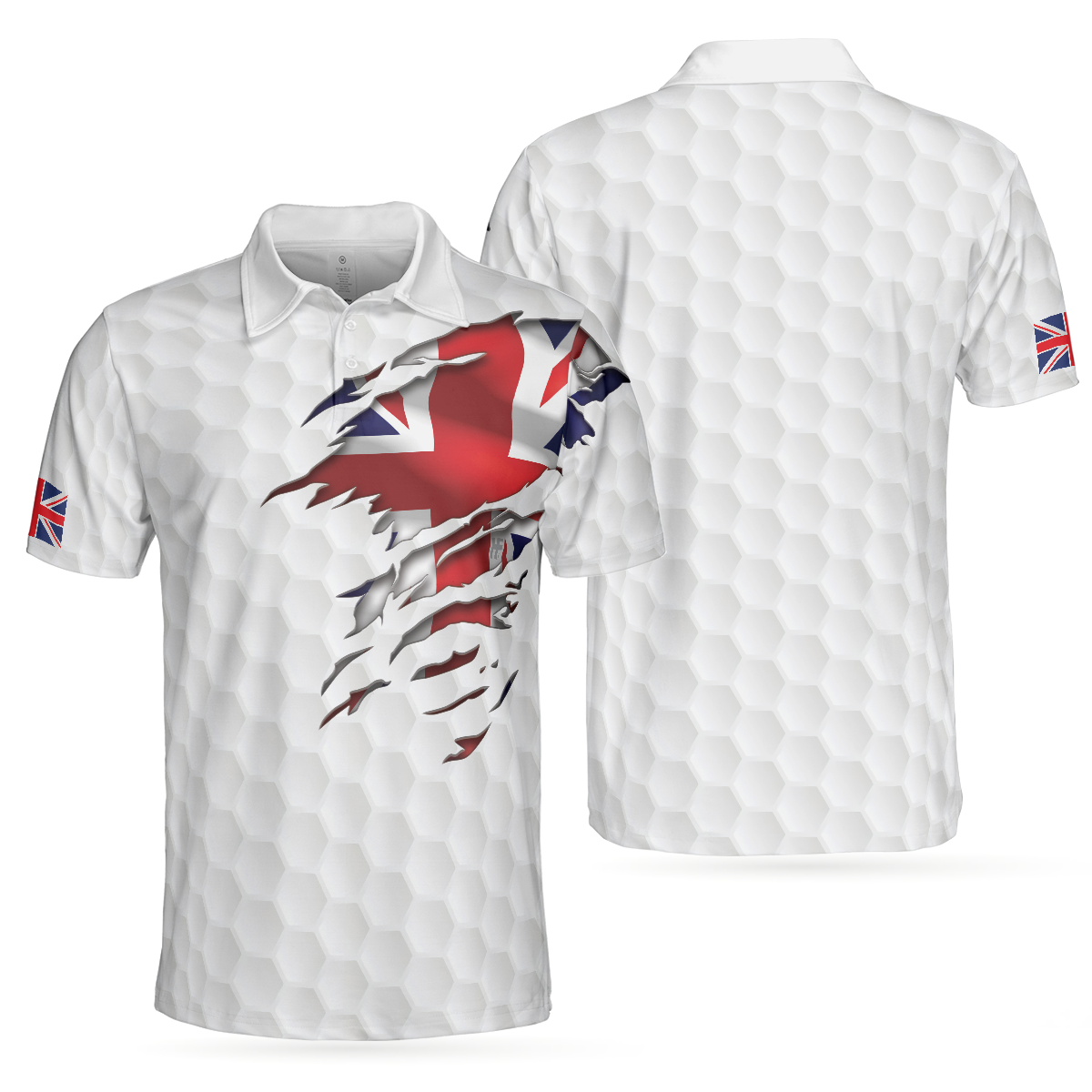 Golf Texture United Kingdom Men Polo Shirt, Great Britain Union Jack Polo Shirt, UK Golf Shirt For Men, Best Gift For Golfers