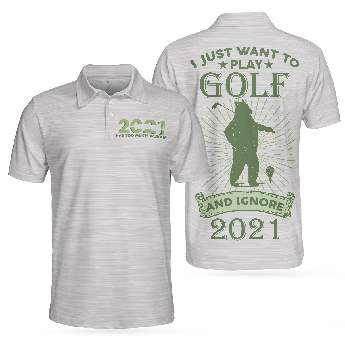 I Just Want To Play Golf And Ignore Bear Golf Polo Shirt For Men, Custom Best Gift For Golfers, Personalized Cool Golf Gift Idea For Golfers