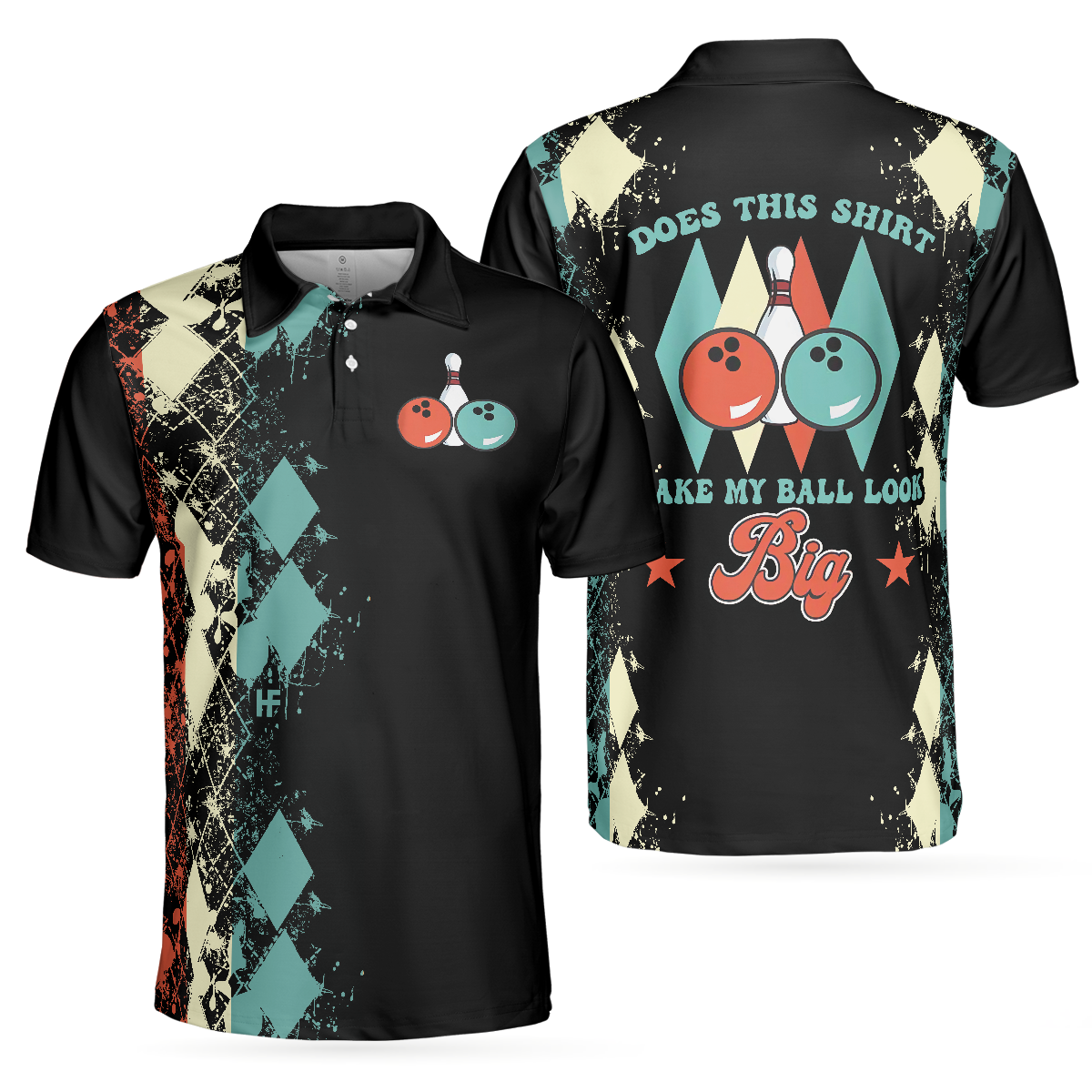 Does This Shirt Make My Ball Look Big Bowling Polo Shirt, Unique Argyle Pattern Bowling Shirt For Bowling Lovers, Best Gift Ideas For Men