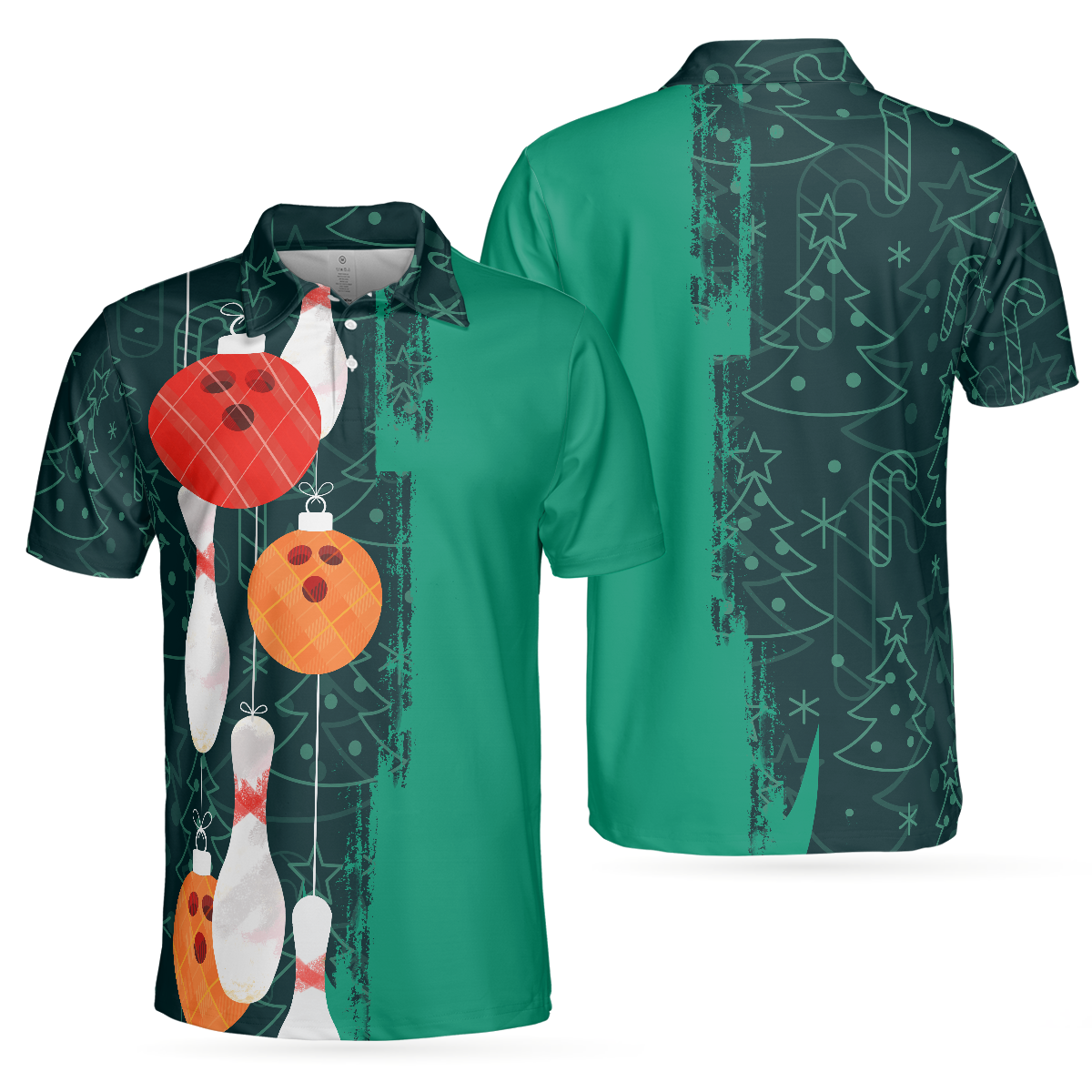 Bowling Men Polo Shirt - Christmas Pattern Polo Shirt For Men - Best Bowling Gift For Men - Perfect Gift For Friend, Family, Bowling Lovers