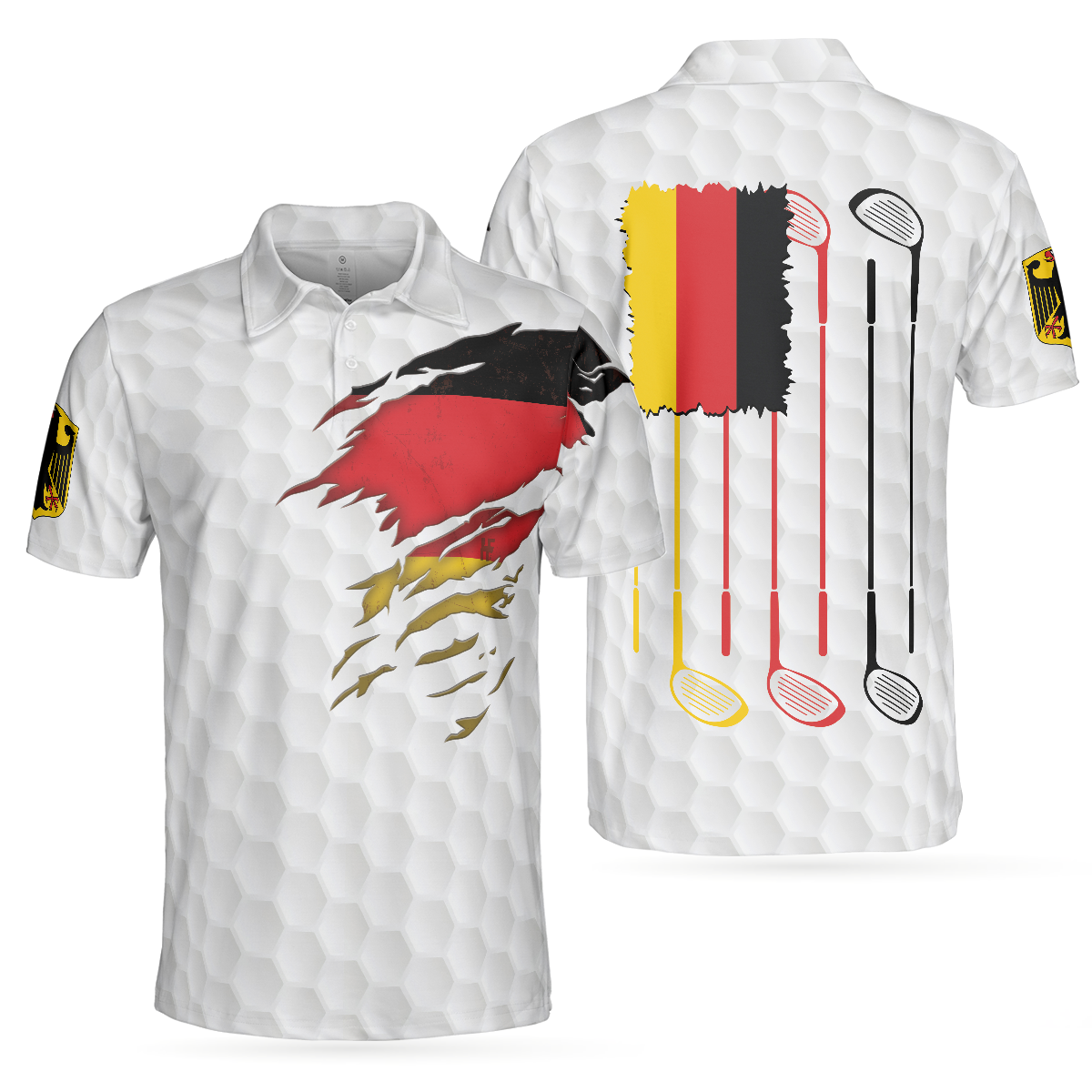 Golf Germany Flag Polo Shirt, White Golf Pattern Polo Shirt, German Golf Shirt For Men, Polo Shirt For Men, Best Gifts For Men Golfers