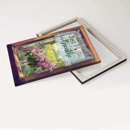 Jesus Portrait Canvas - Lavender drawing, Green meadow land, Vintage window Canvas - Gift For Christian - Just breathe Portrait Canvas