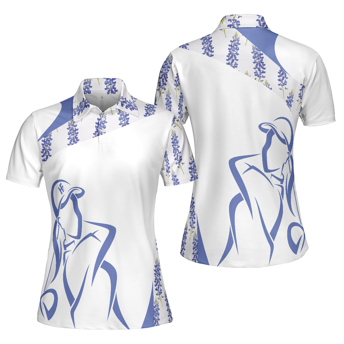 Women Polo Shirt - Bluebonnet Women Golfer Short Sleeve Women Polo Shirt, Unique Female Golf Gift