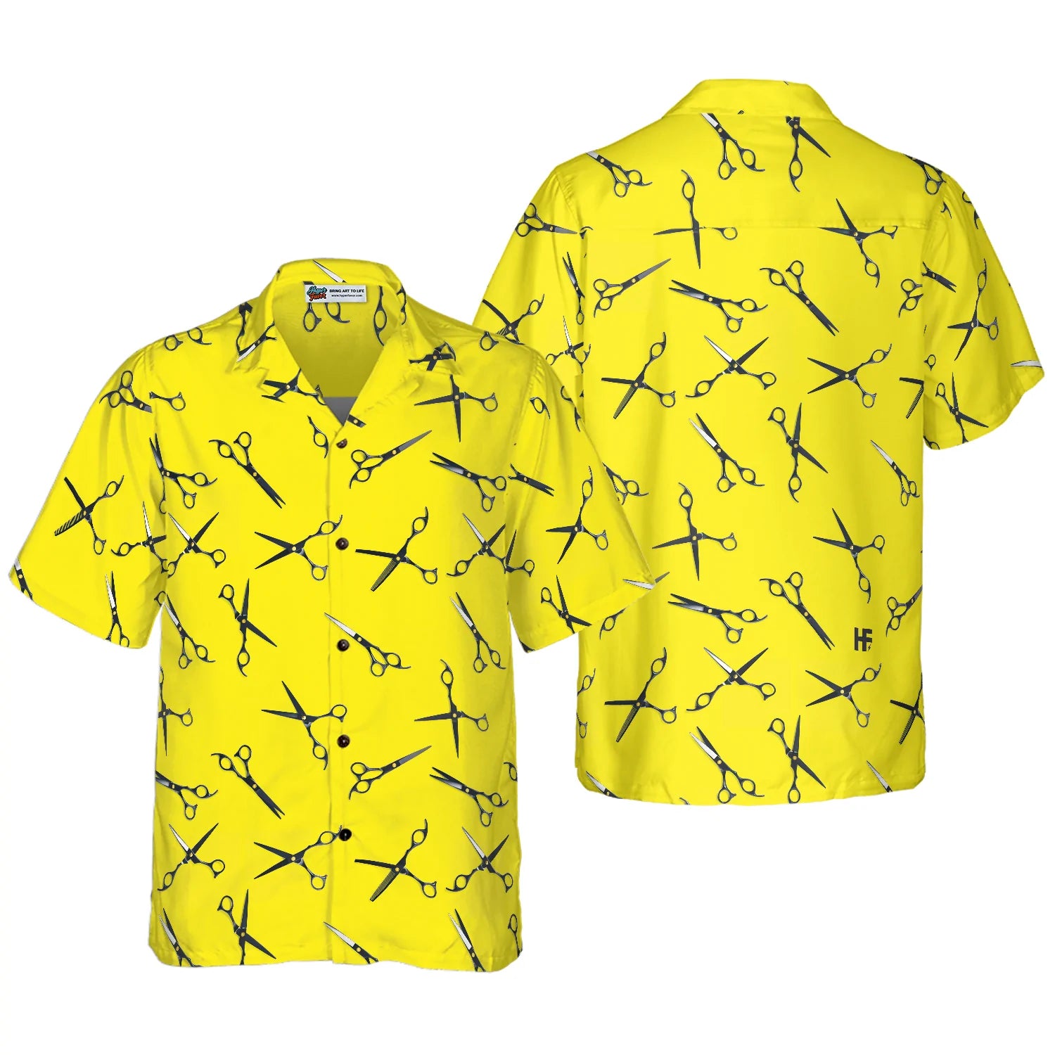 Barber Yellow Scissors Pattern Hawaiian Shirt, Scissors For Professional Barber Aloha Shirt Summer For Men, Best Gift For Barber, Summer, Husband, Boyfriend