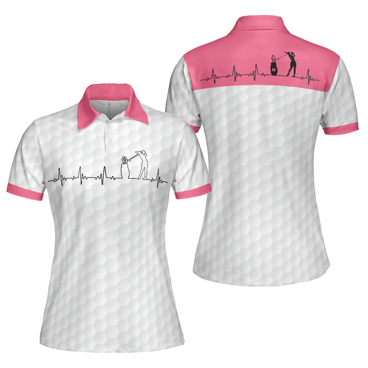 Golf Is My Heart Pink Golf Short Sleeve Women Polo Shirt, Golf Gift For Ladies, Gift For Women Golf