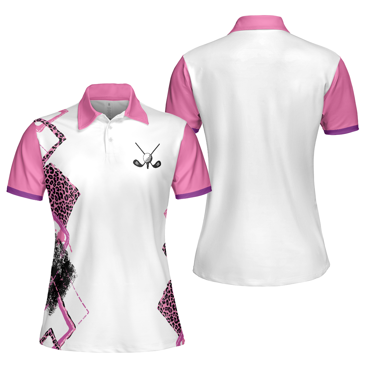 Classic Golf Lady White And Pink Golf Short Sleeve Women Polo Shirt, Golf Shirt For Girls