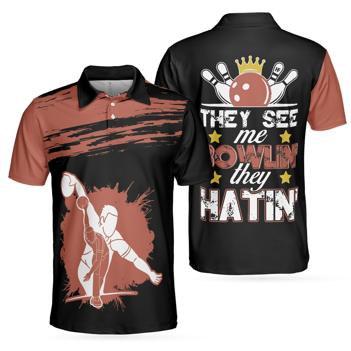 They See Me Bowlin' They Hatin' V2 Polo Shirt, Best Bowling Polo Shirt Design For Professional Bowlers - Perfect Gift For Men