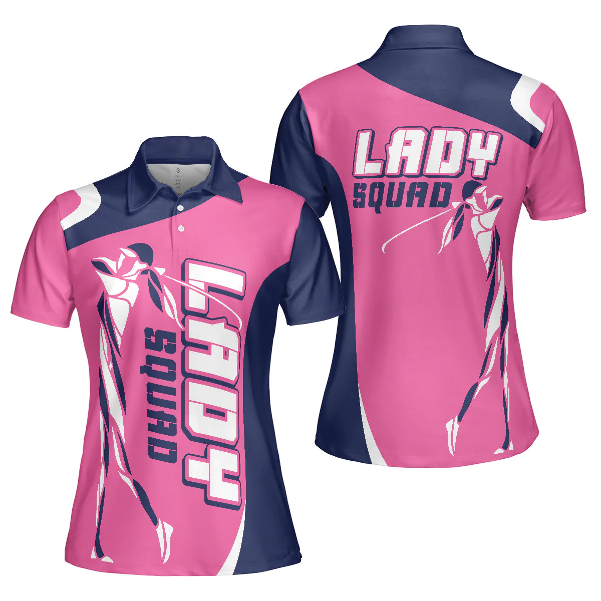 Lady Squad Golf Girl V2 Short Sleeve Women Polo Shirt, Pink Golf Shirt For Ladies, Best Golf Gift For Women