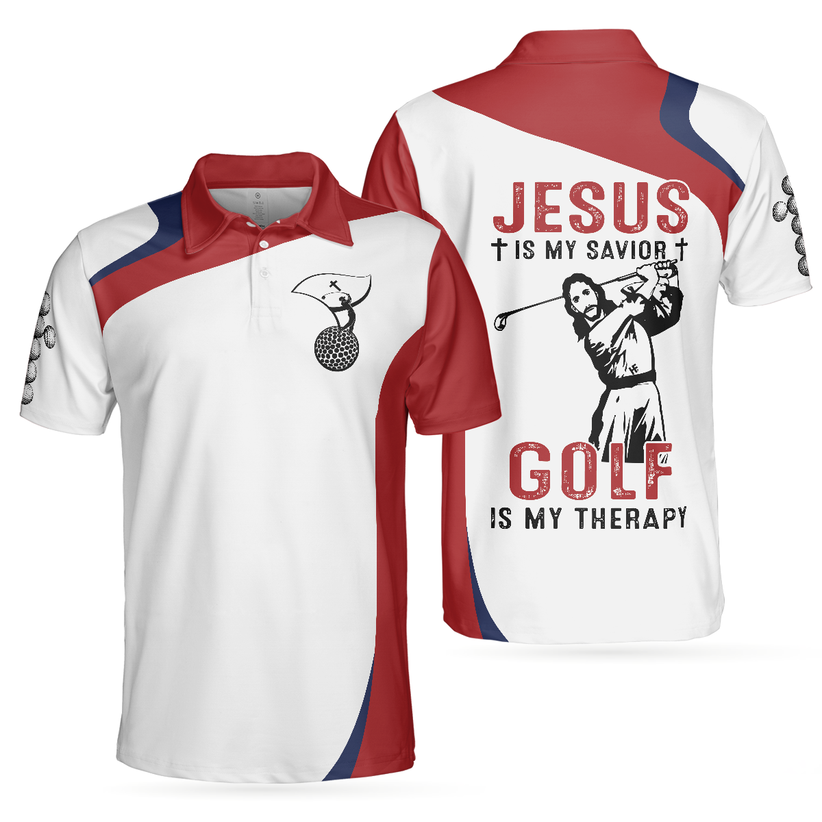 Golf Is My Therapy Polo Shirt, Best Golf Shirts For A Good Christian, Polo Golfing Shirt With Sayings