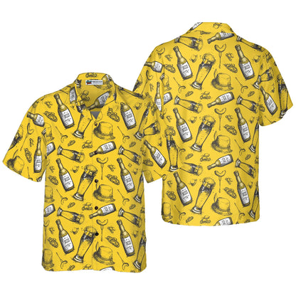 Beer Bottle Hawaiian Shirt, Beer With Foods Hawaiian Shirt, Beer Tropical Summer For Men, Perfect Gift For Beer Lovers, Friends, Husband, Boyfriend, Family