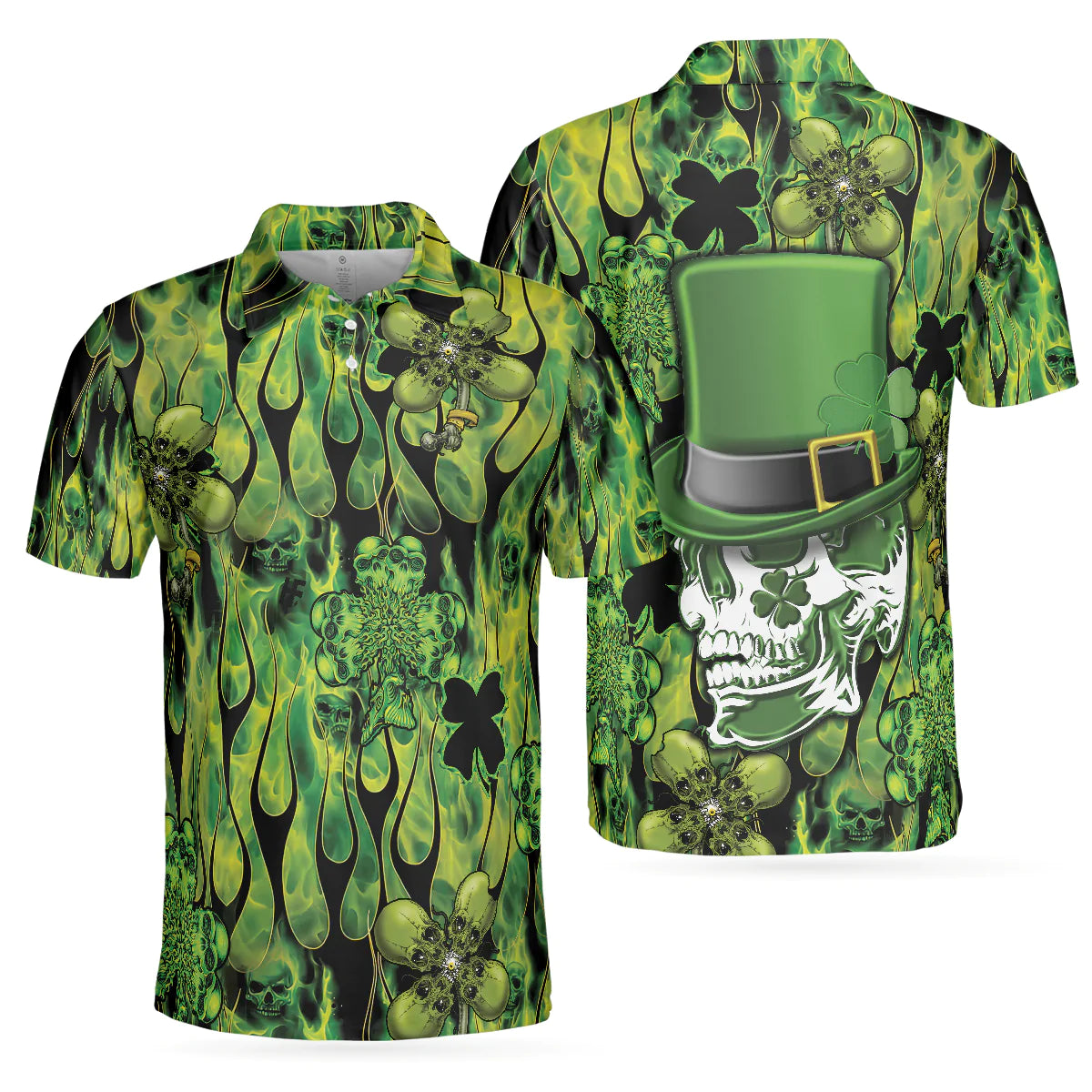 Irish Skull Saint Patricks Men Polo Shirt, Green Skull St Patrick Day Polo Shirt, Best Gift Idea For Irish Friends