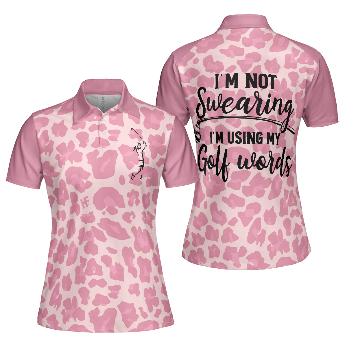 Golf Women Short Sleeve Women Polo Shirt, Pink Leopard Shirt For Golf Ladies, Funny Golf Shirt With Sayings, Best Gift For Golfers