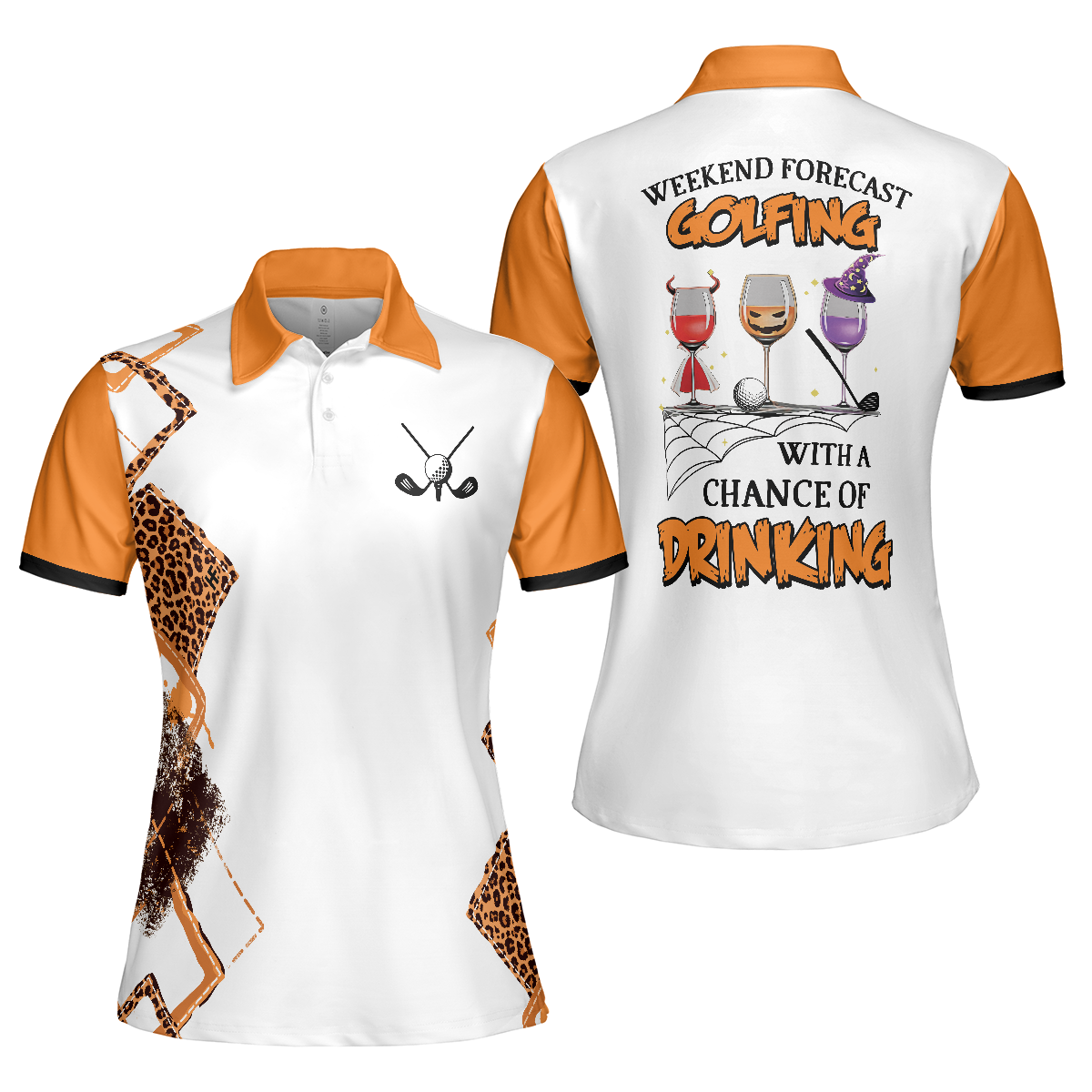 Golf Polo Shirt, Weekend Forecast Golfing With A Chance Of Drinking Golf Short Sleeve Women Polo Shirt - Perfect Halloween Gift For Female Golfers, Ladies