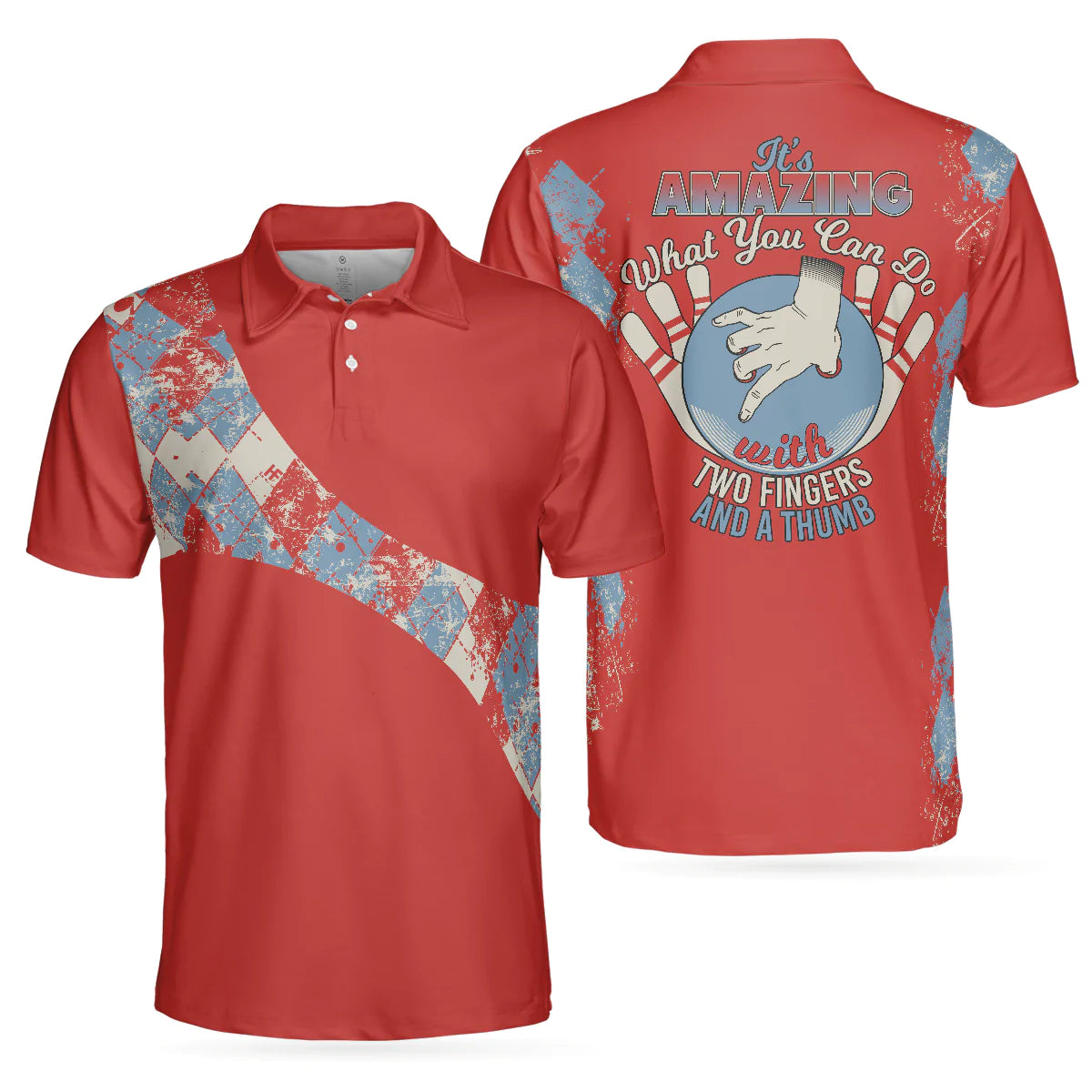 Bowling Men Polo Shirt - It's Amazing What You Can Do With Two Fingers & A Thumb Bowling Polo Shirt For Men - Perfect Gift For Friend, Family, Bowling Lover