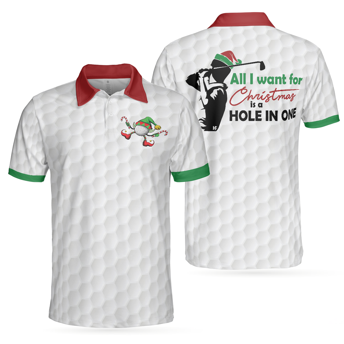 Golf All I Want Polo Shirt, Gift Idea For Male Golfers, Funny Christmas-Themed Golf Shirt