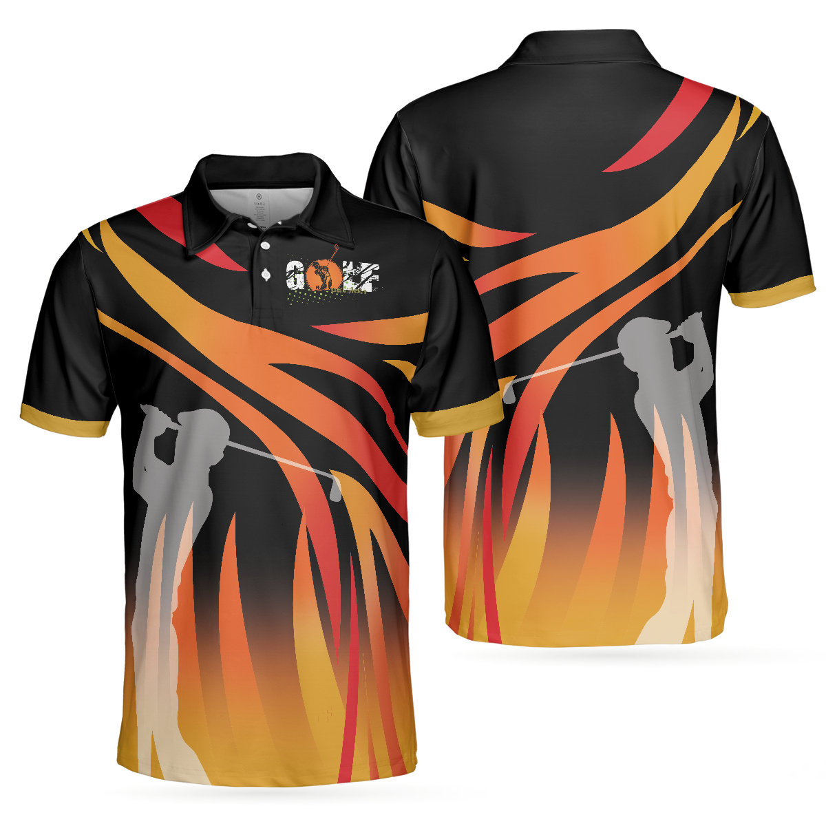 Golf In Passion Golf Men Polo Shirt, Black Flame Golf Shirt For Men, Cool Gift For Golfers