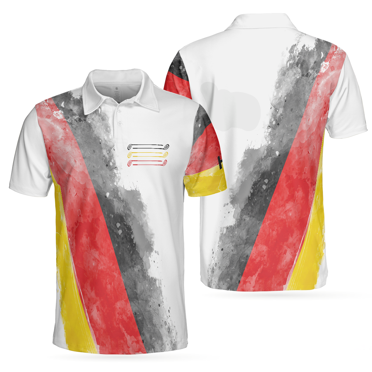 German Flag Special Golf Pattern Men Polo Shirt, Waterbrush Polo Shirt, Best Golf Shirt For Men