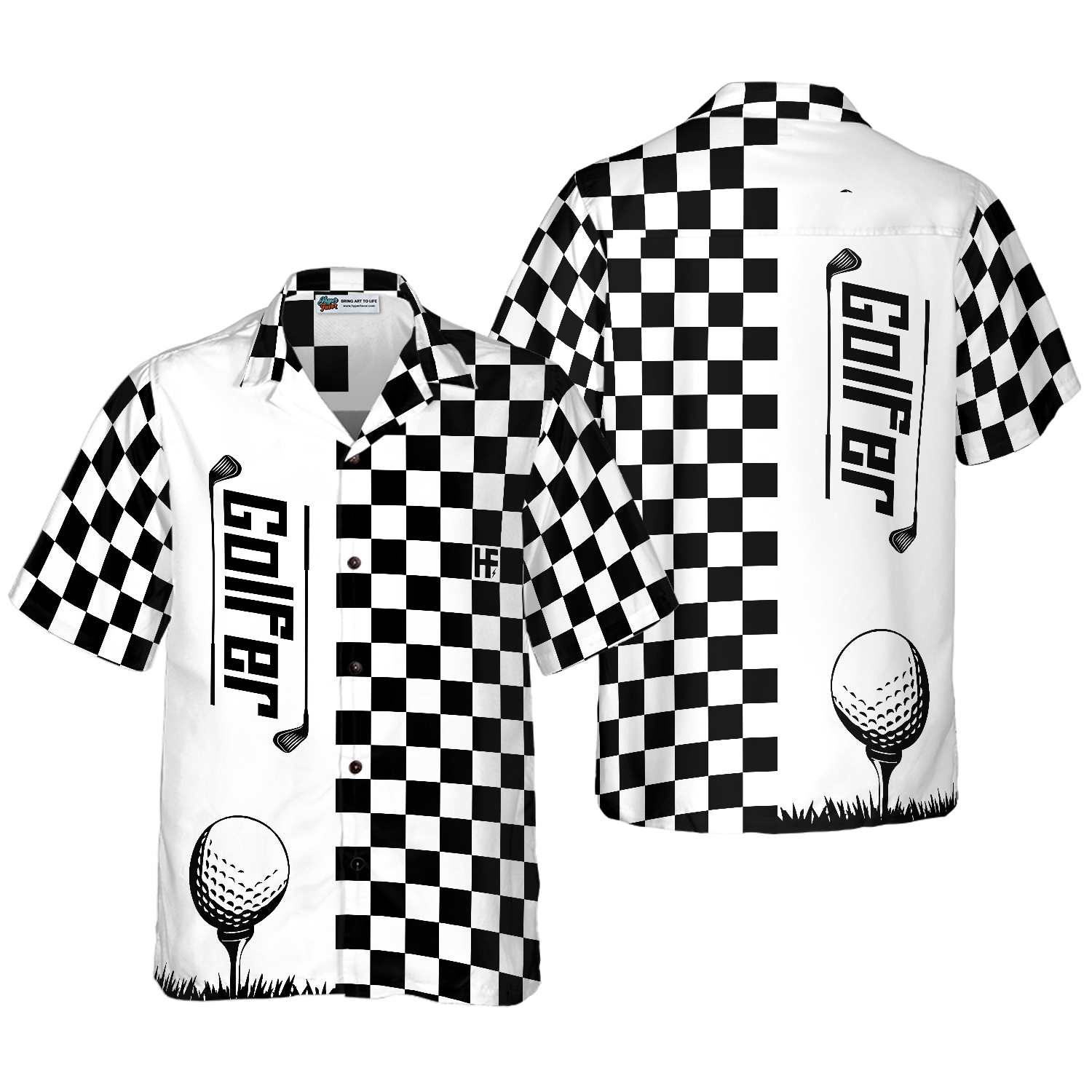 Checkerboard Style Golfer Hawaiian Shirt, Best Gift For lover, Friend, Family