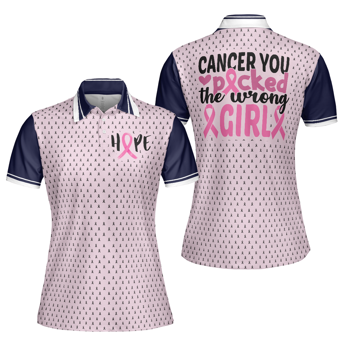 You Picked The Wrong Girl Breast Cancer Awareness Short Sleeve Women Polo Shirt, Breast Cancer Shirt - Perfect Gift For Women