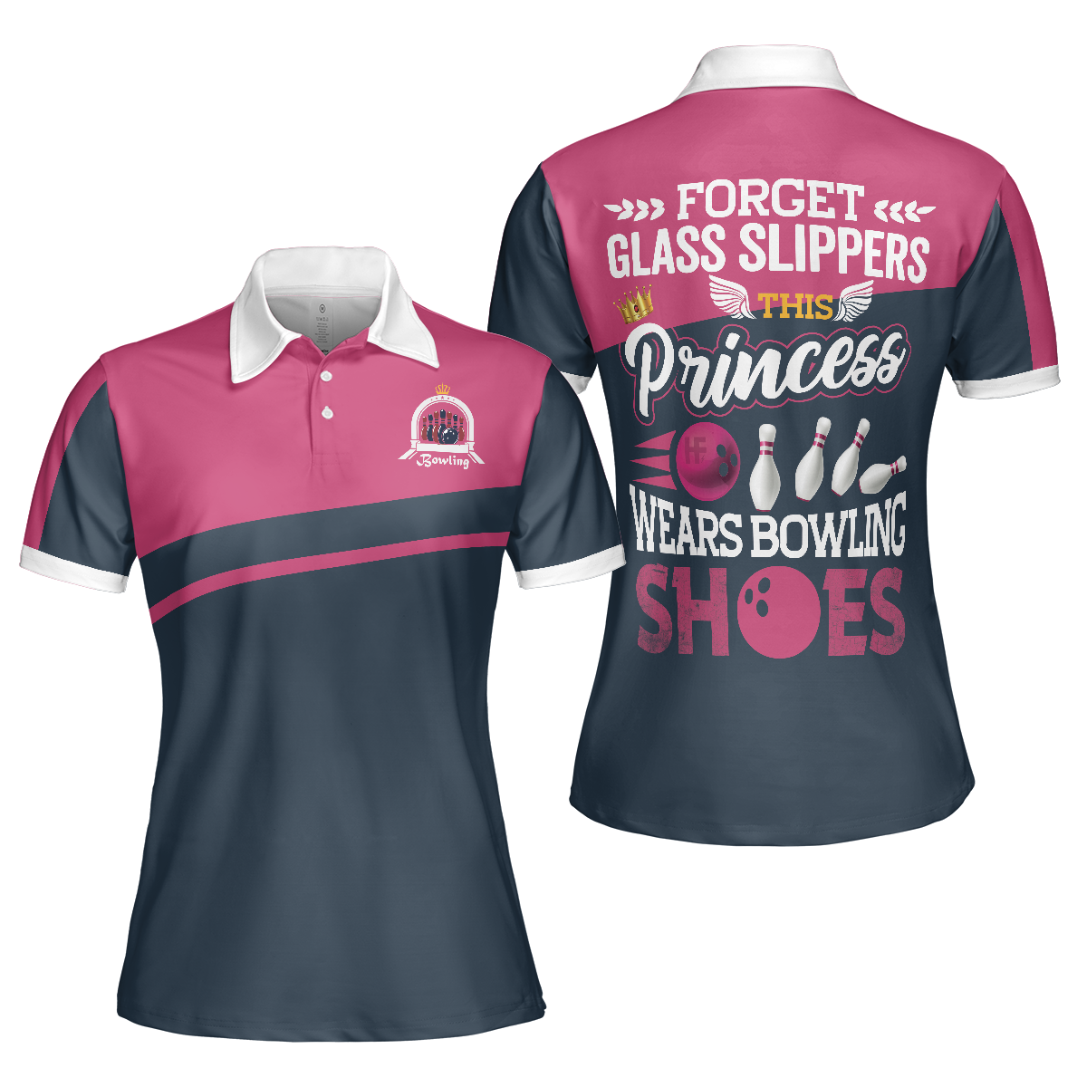 This Princess Wears Bowling Shoes Womens Bowling Shirt, Short Sleeve Women Polo Shirt - Perfect Gift For Women