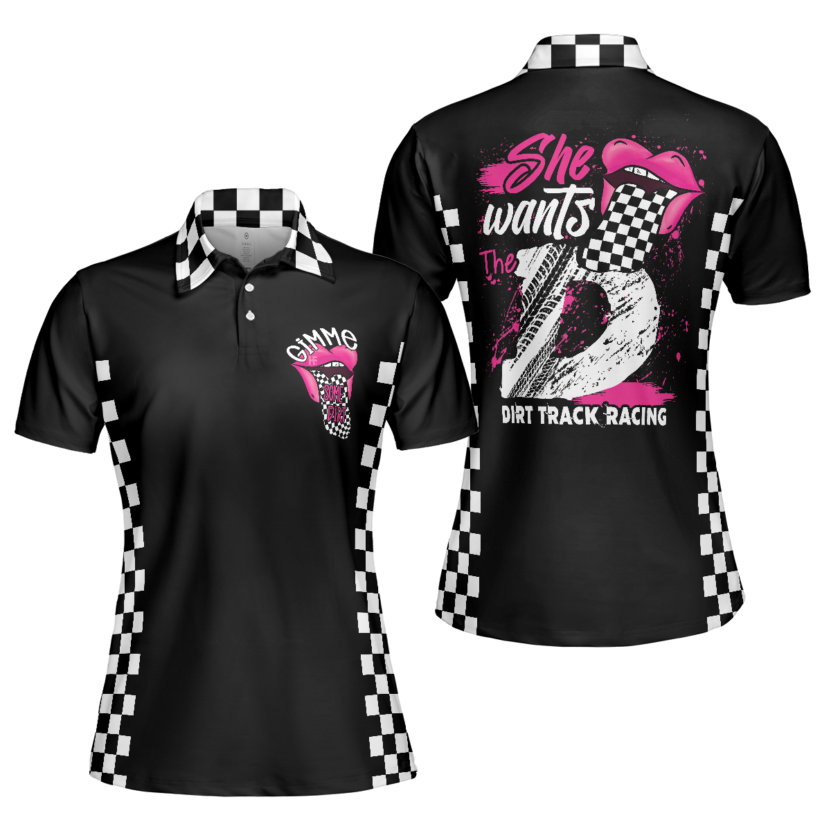 She Wants The D Dirt Track Racing Short Sleeve Women Polo Shirt, Adult Humor Dirt Track Racing Shirt For Ladies - Best Gift For Women, Female