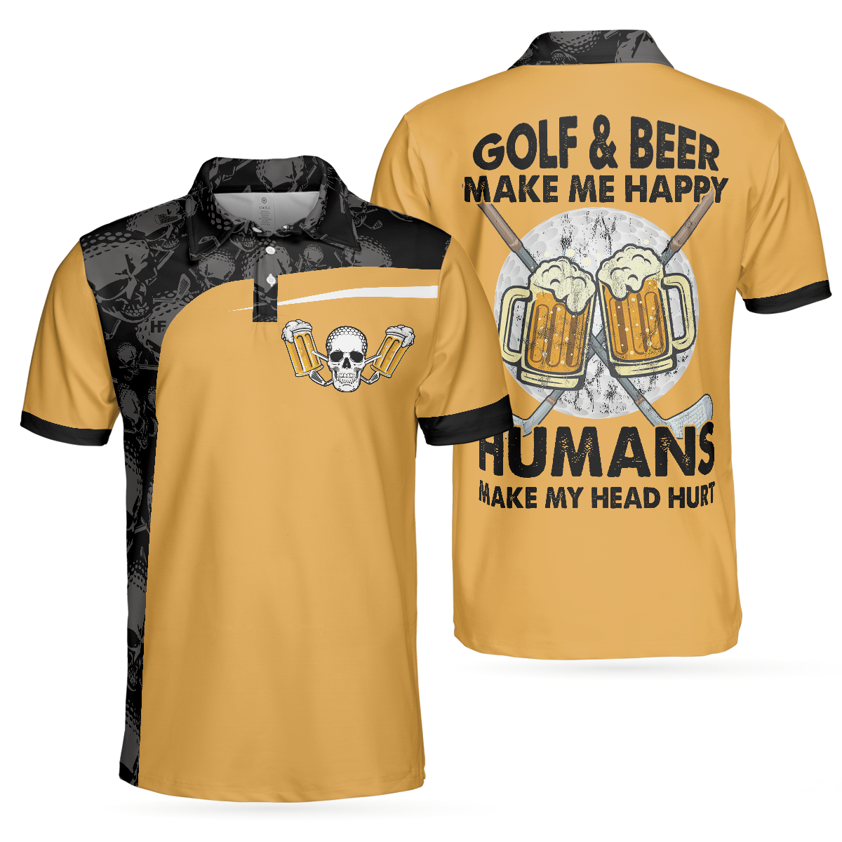 Funny Drinking Golf Men Polo Shirt, Golf & Beer Make Me Happy Polo Shirt For Men, Best Beer Golf Polo Shirt