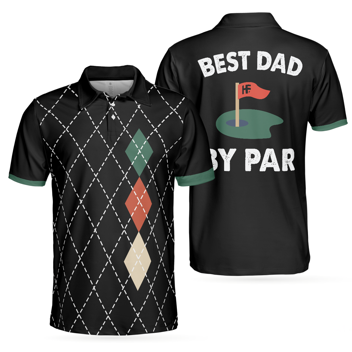 Best Argyle Pattern Golf Men Polo Shirt, Best Dad By Par Shirt For Male, Golf Gift Idea For Dad On Father's Day