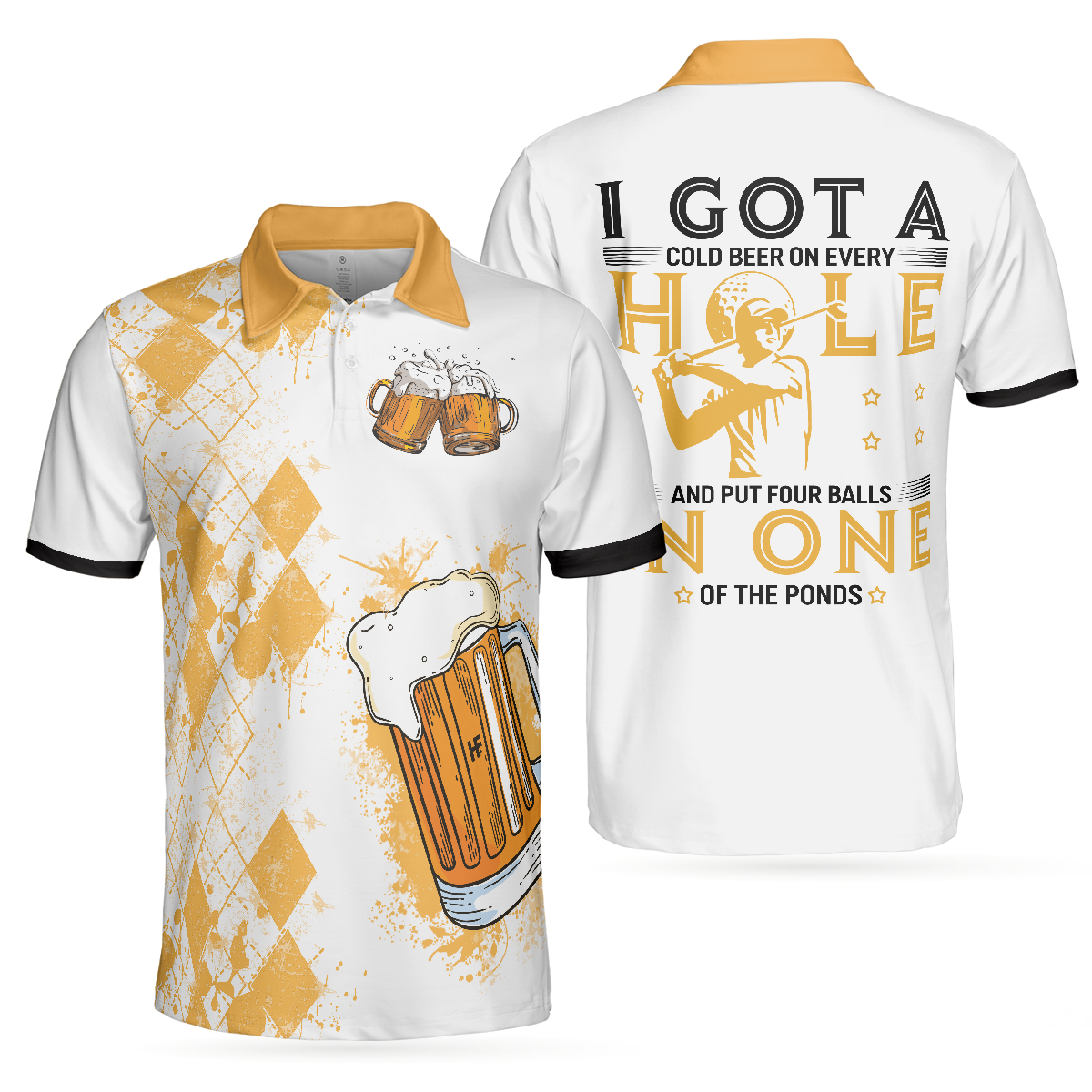 I Got A Cold Beer On Every Hole Polo Shirt, Best Golf Shirt For Men, Golf Shirt For Beer Lovers