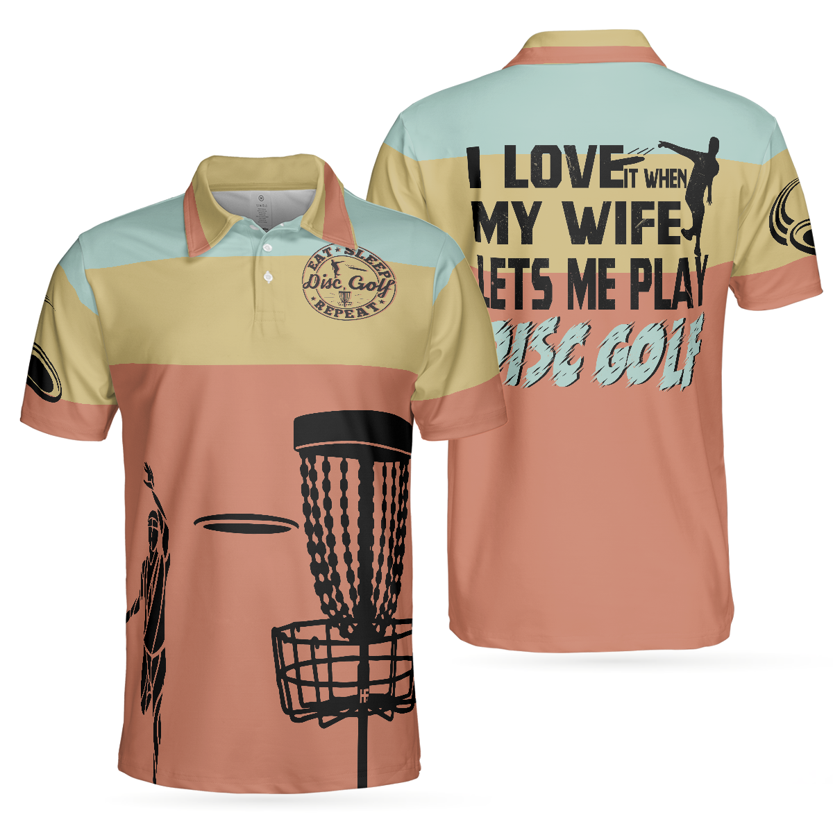 Golf Men Polo Shirt, I Love It When My Wife Let Me Play Disc Golf Polo Shirt, Funny Disc Golf Shirt With Sayings, Best Disc Golf Gift