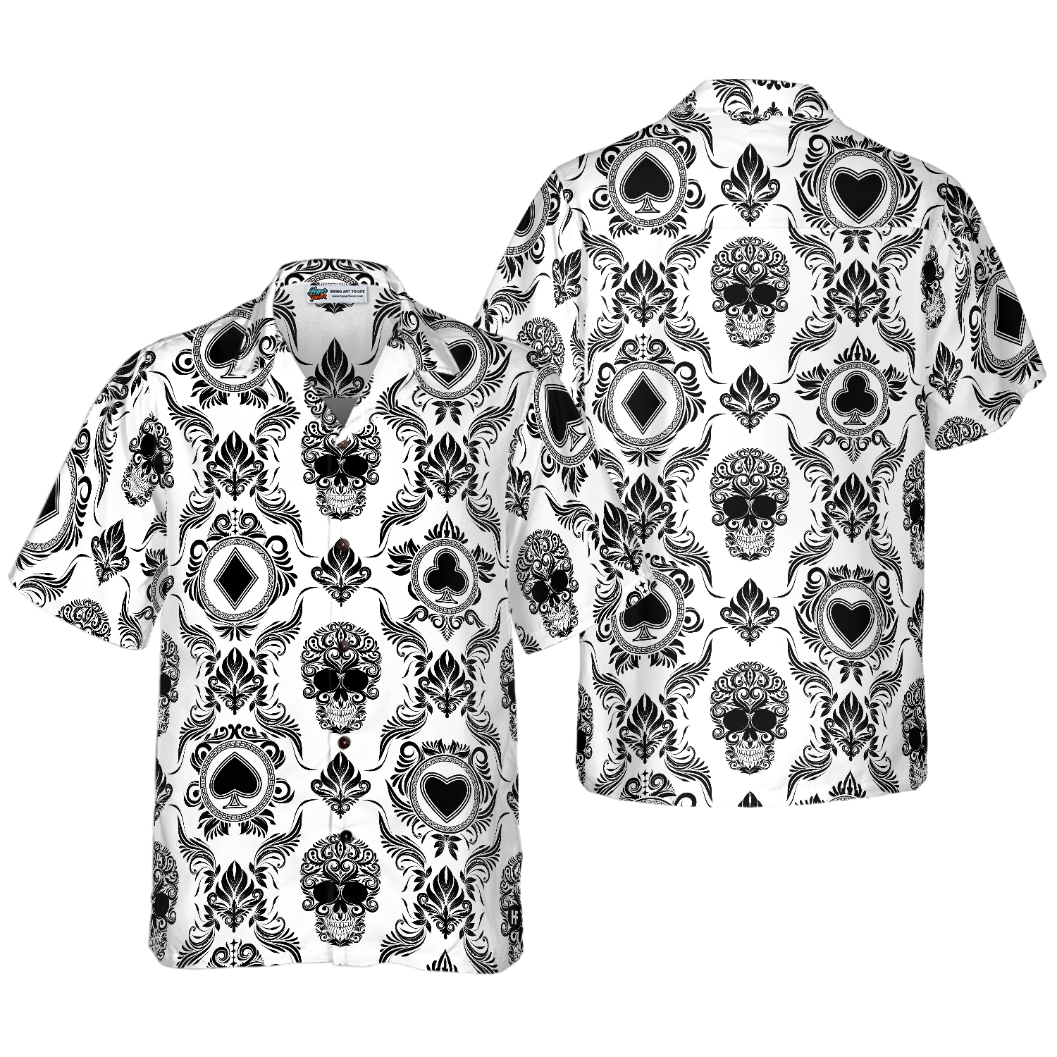 Casino And Black Skull Pattern Hawaiian Shirt, Best Gift For Husband, Wife, Boyfriend, Girlfriend, Friend, Family