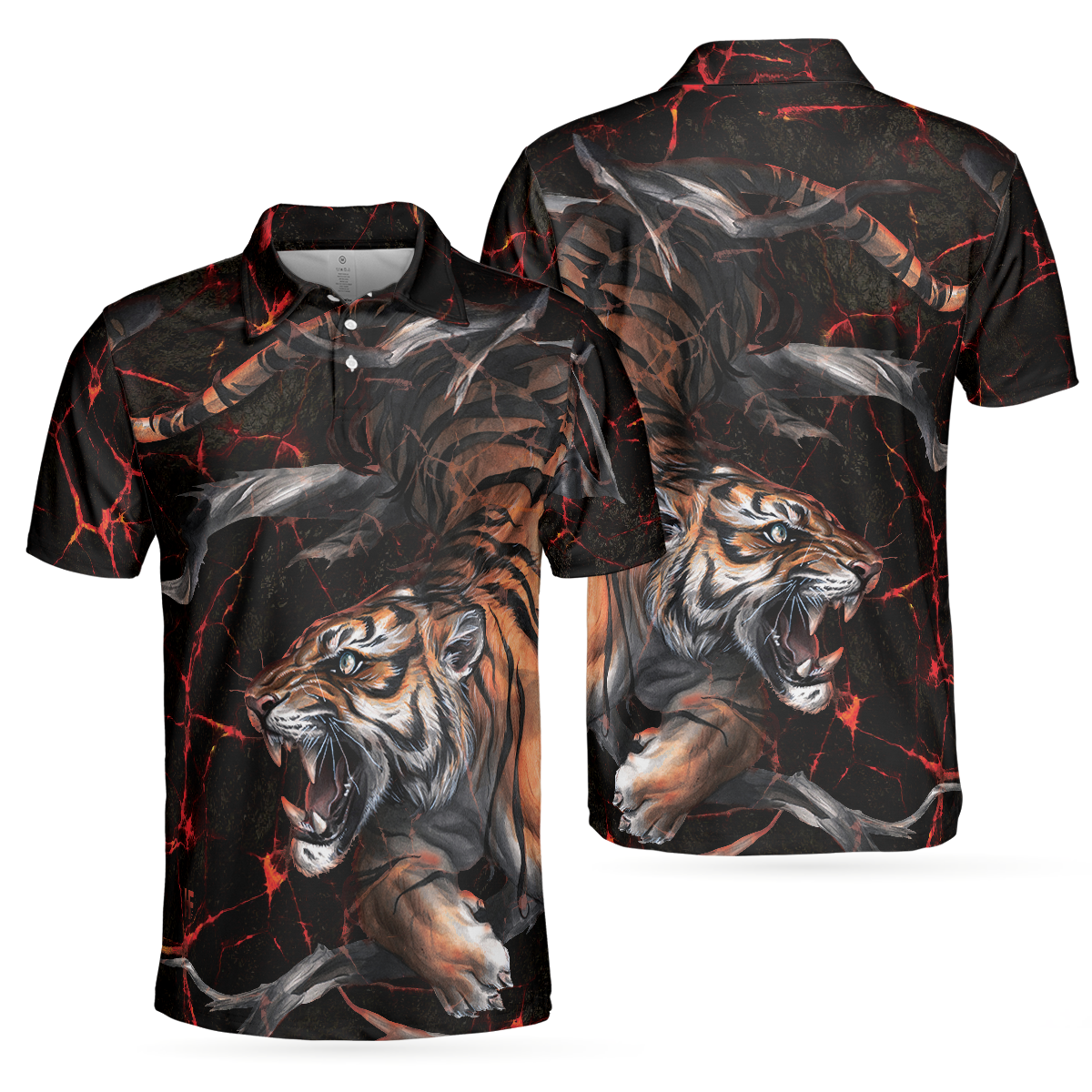 Tiger In The Dark Polo Shirt, Cool Tiger Polo Shirt For Men, Short Sleeve Tiger Shirt Gift Idea