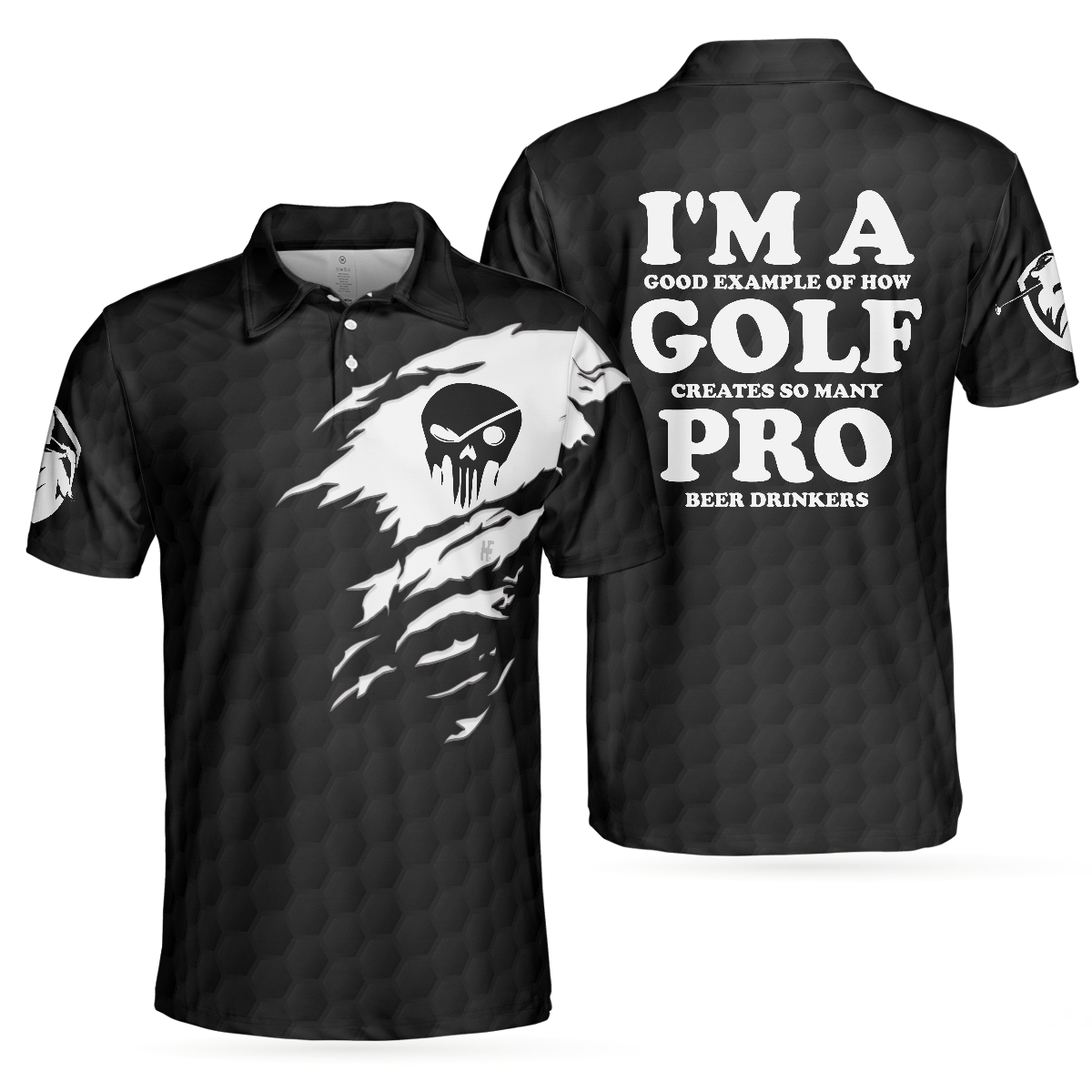 Golf Men Polo Shirt, I'm A Golf Pro Golf Polo Shirt, Black And White Skull Golf Shirt For Men, Basic Golf Sayings Shirt