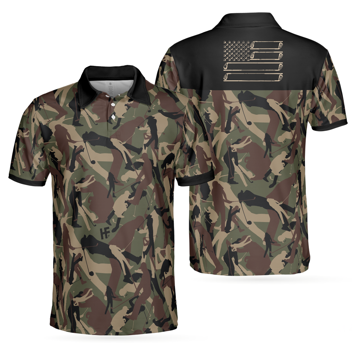 Golf Camouflage Pattern Golf Polo Shirt, Military Golfing Polo Shirt, Camo Golf Shirt For Men