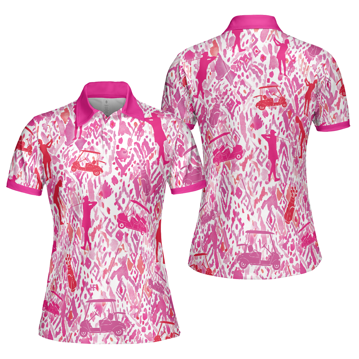 Seamless Pink Golfer Short Sleeve Women Polo Shirt, Unique Gift For Female Golfers - Perfect Gift For Women, Golfer