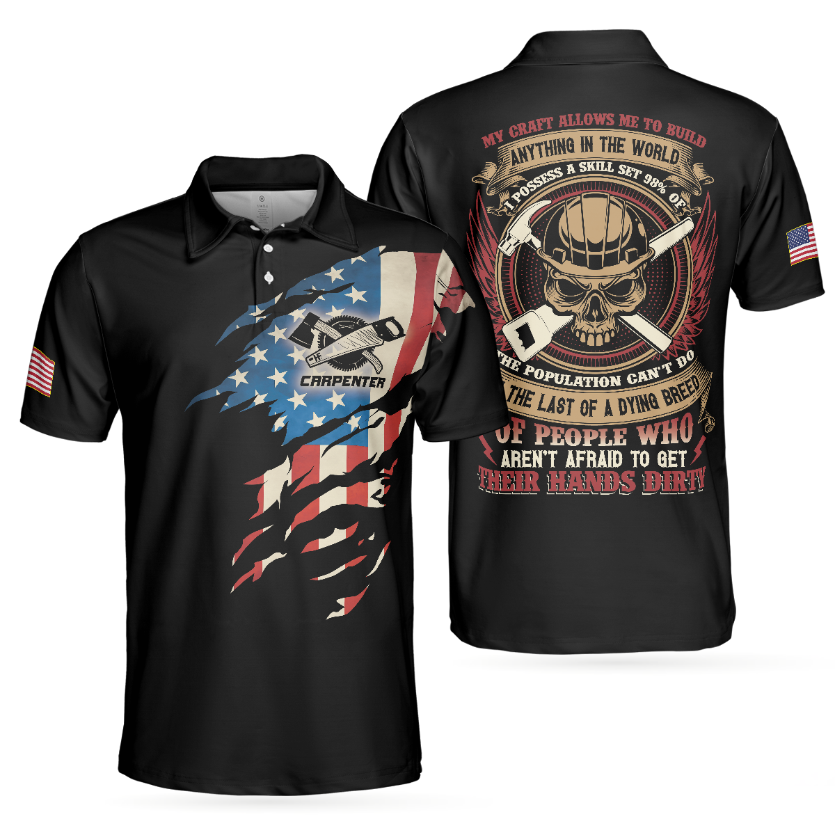 Carpenter My Craft Allows Me To Build Anything Polo Shirt, Ripped American Flag Polo Shirt, Best Carpenter Shirt For Men