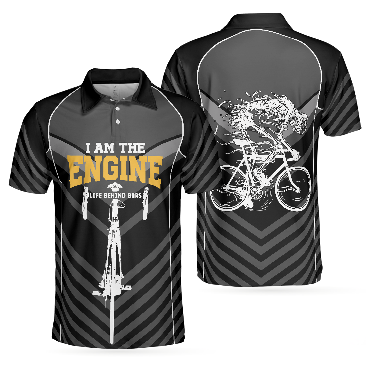 Cycling Polo Shirt, I Am The Engine Cycling Polo Shirt, Skeleton Cyclist Polo Shirt, Best Cycling Shirt For Men