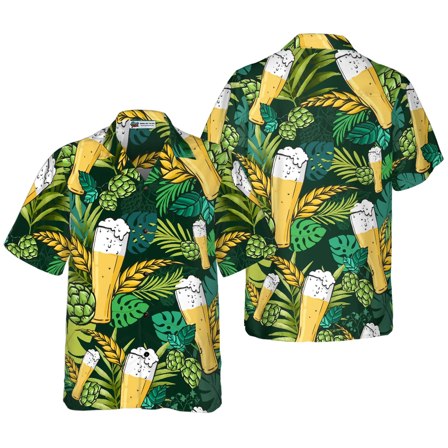 Beer Hawaiian Shirt For Men, Beer Lovers Aloha Shirts, Green Tropical Shirt, Beer Tropical Summer Aloha Shirt For Men, Perfect Gift For Men Lovers, Friends, Husband, Boyfriend, Family