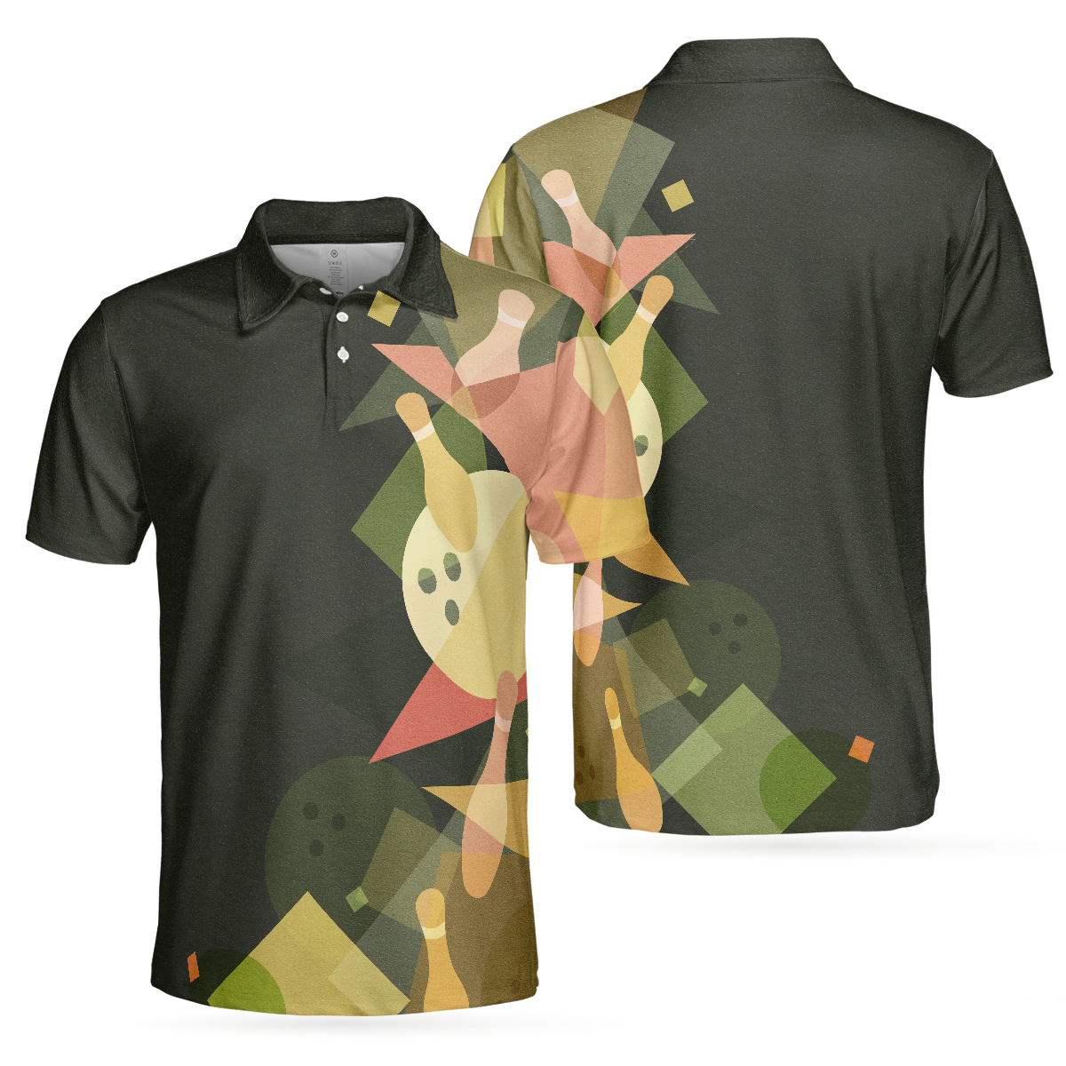 Bowling Men Polo Shirt - Artistic Colorful Bowling Men Polo Shirt - Perfect Gift For Friend, Family, Bowling Lovers