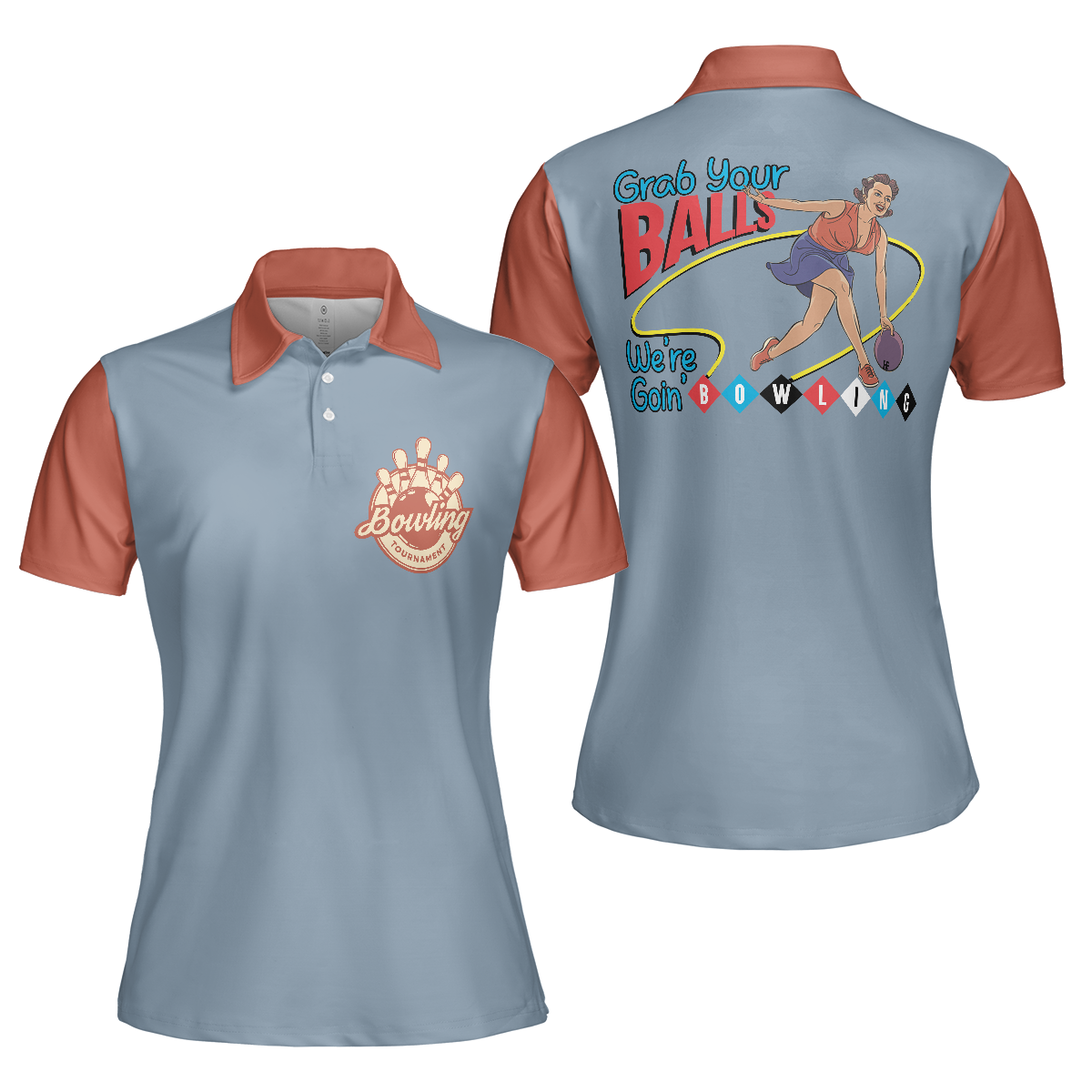 Best Bowling Women Polo Shirt, Grab Your Balls We Are Going Bowling Short Sleeve Shirt Design For Ladies, Gift For Bowling Lovers